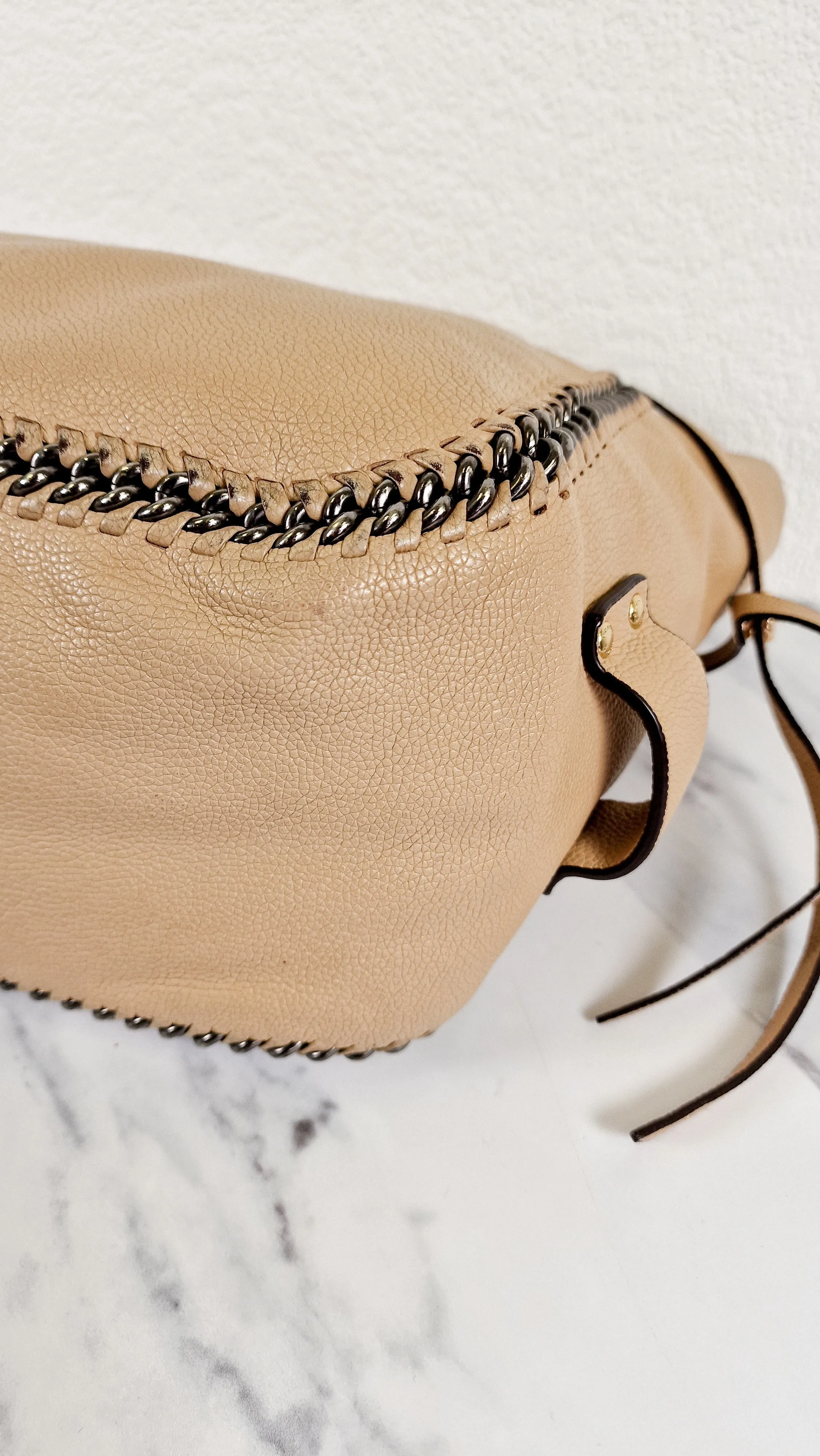Coach Tatum Tote with Whiplash Chain Detail in Beechwood Beige Nude - Handbag Shoulder Bag - Coach 34398