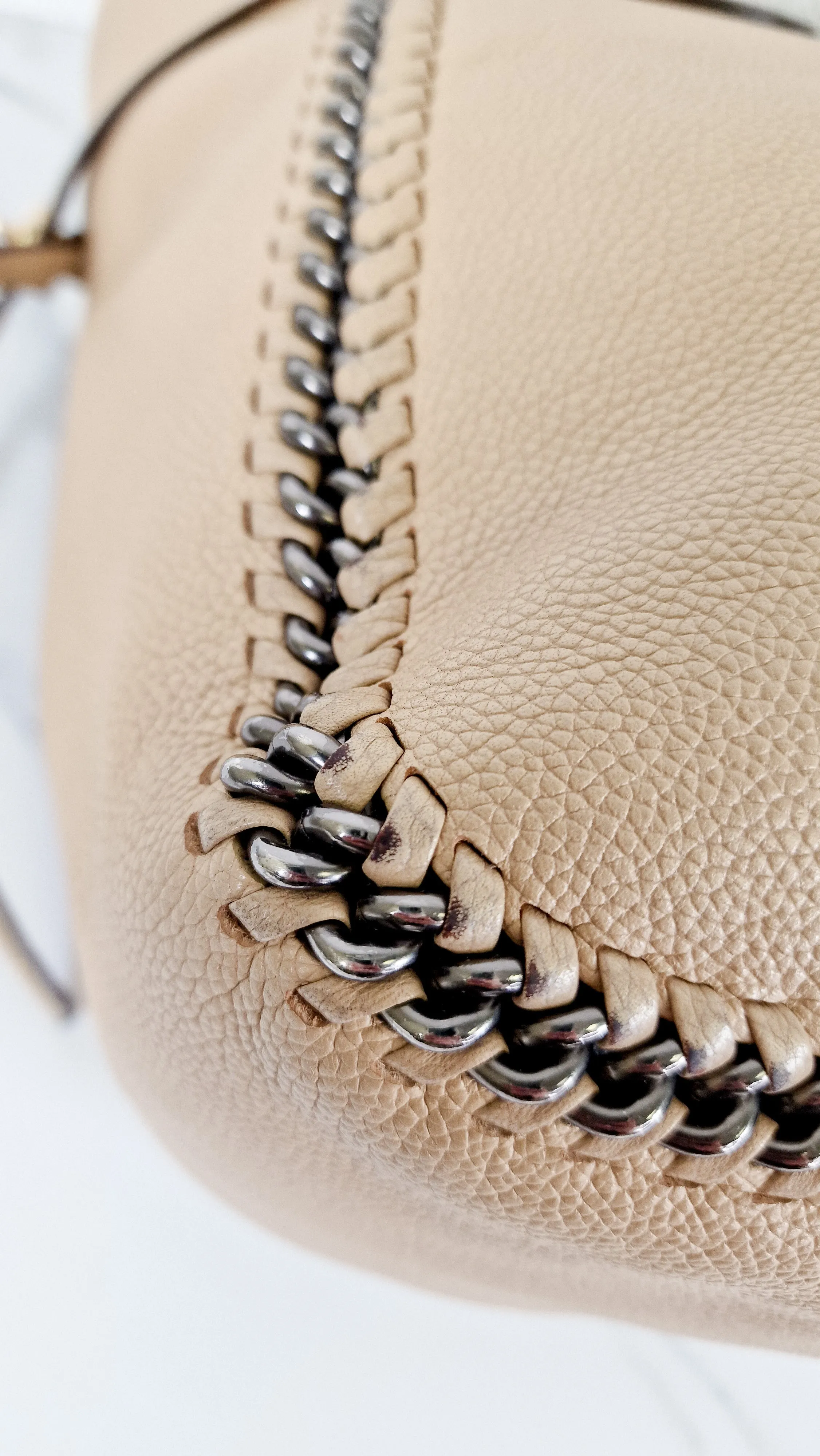 Coach Tatum Tote with Whiplash Chain Detail in Beechwood Beige Nude - Handbag Shoulder Bag - Coach 34398