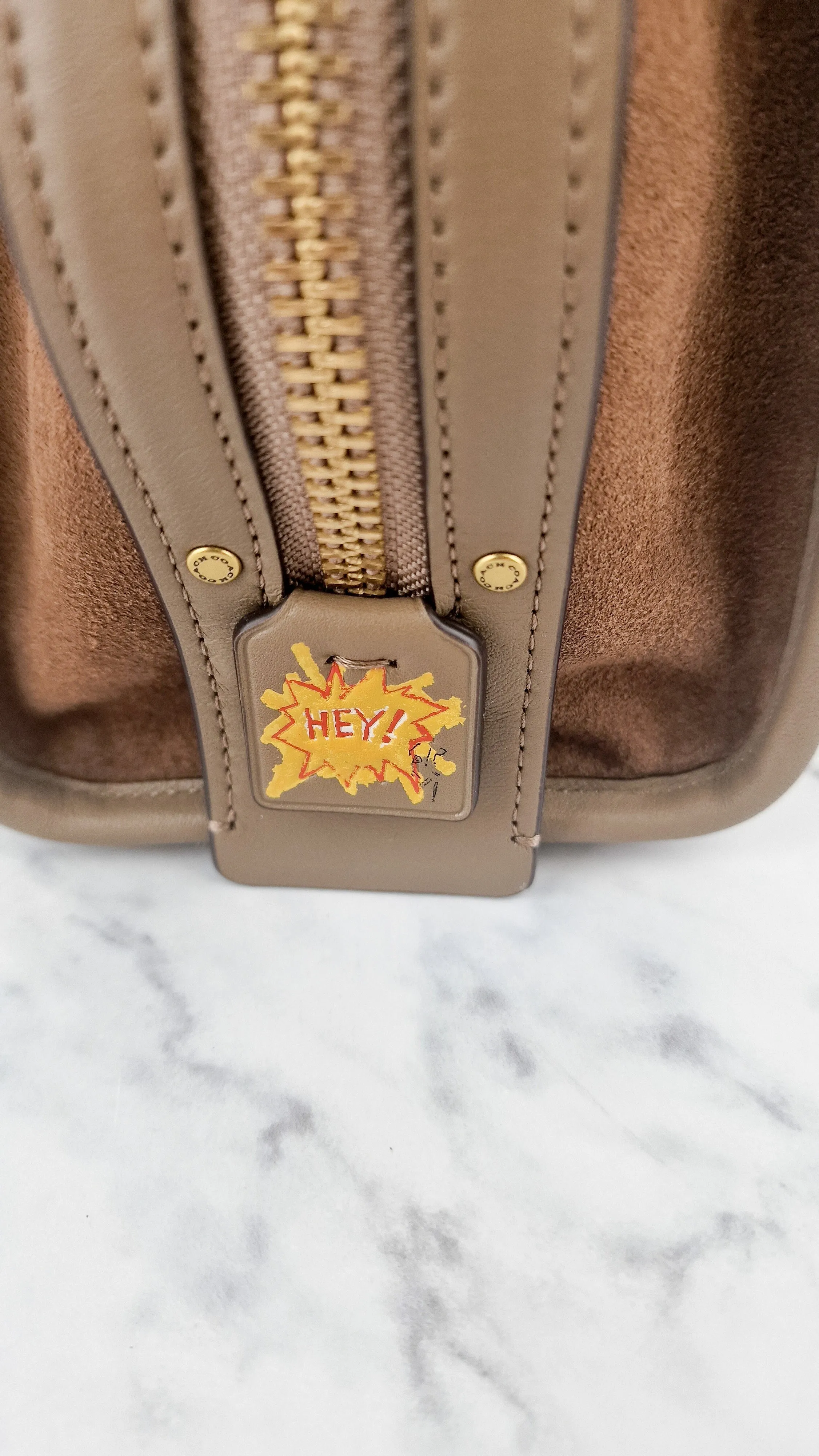 Coach x Jean-Michel Basquiat Rogue 25 Pez Dispenser Dinosaur Bag in Elm Leather & Suede - Handbag Crosbody Shoulder Bag in Taupe Beechwood Coach 6889