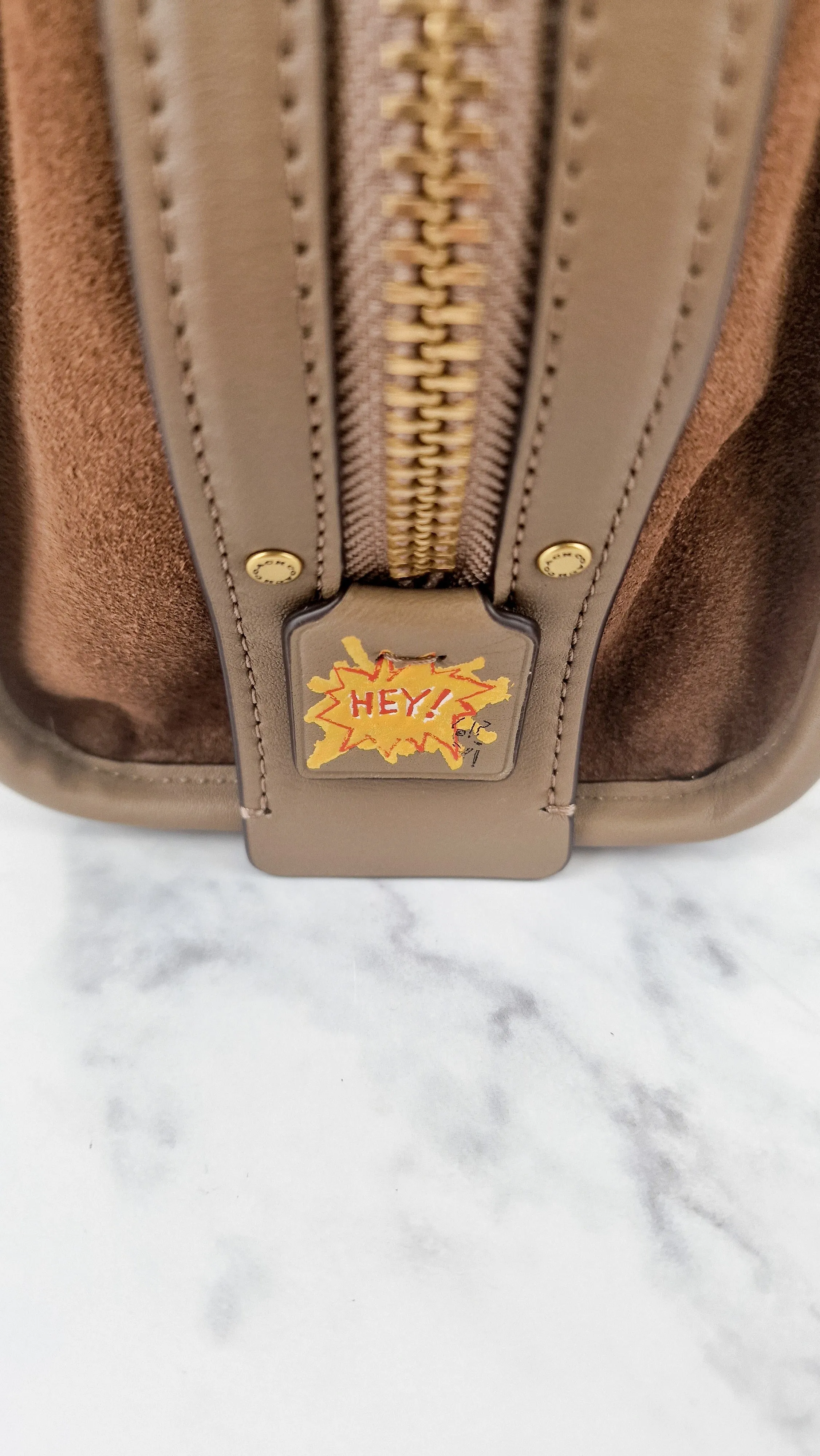 Coach x Jean-Michel Basquiat Rogue 25 Pez Dispenser Dinosaur Bag in Elm Leather & Suede - Handbag Crosbody Shoulder Bag in Taupe Beechwood Coach 6889