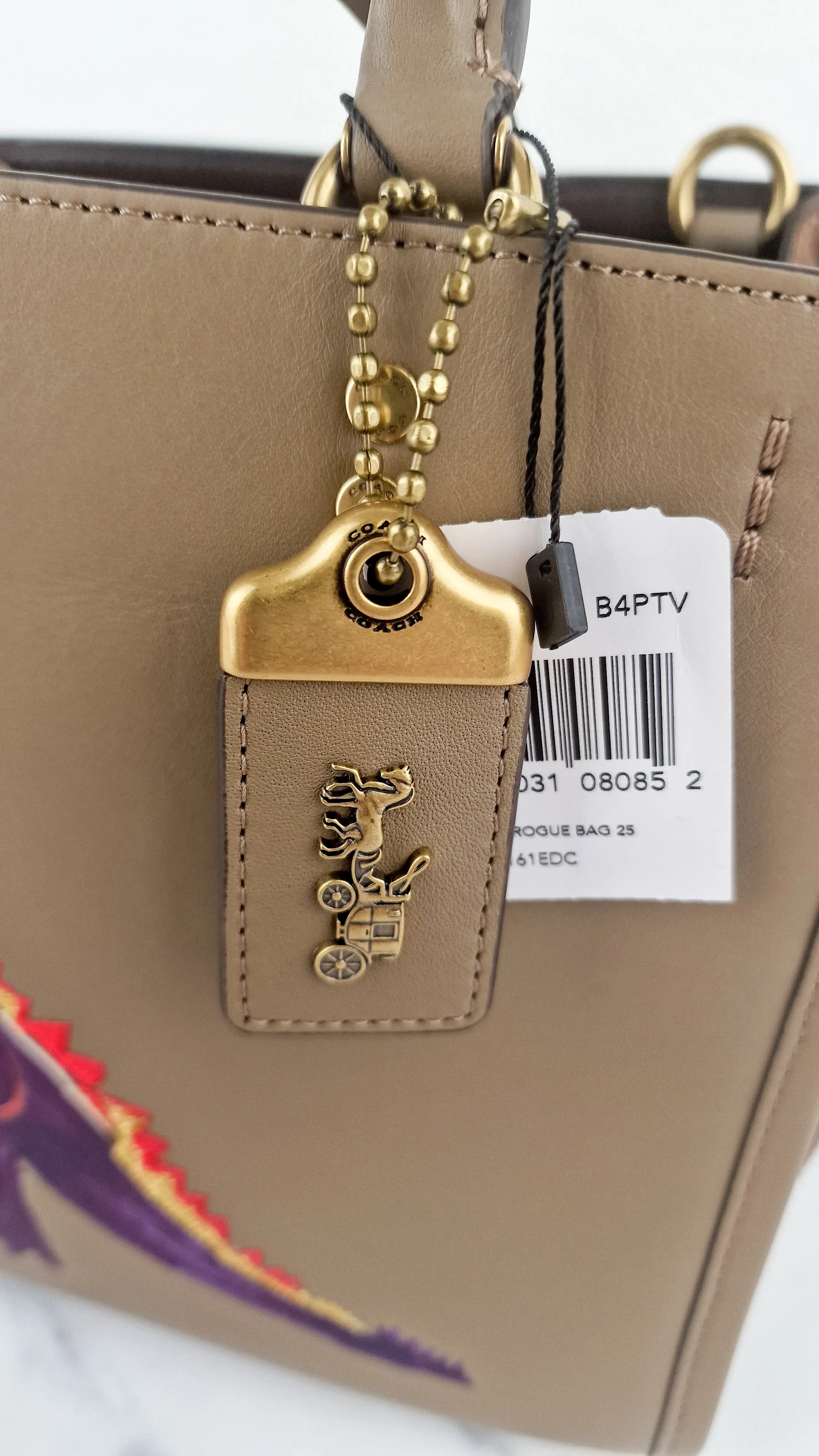 Coach x Jean-Michel Basquiat Rogue 25 Pez Dispenser Dinosaur Bag in Elm Leather & Suede - Handbag Crosbody Shoulder Bag in Taupe Beechwood Coach 6889