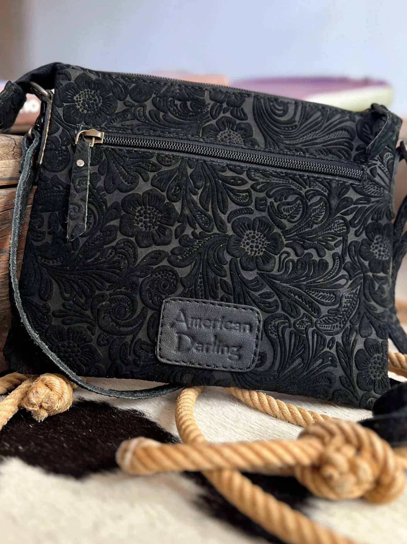 Darling Tooled Embossed Leather Crossbody