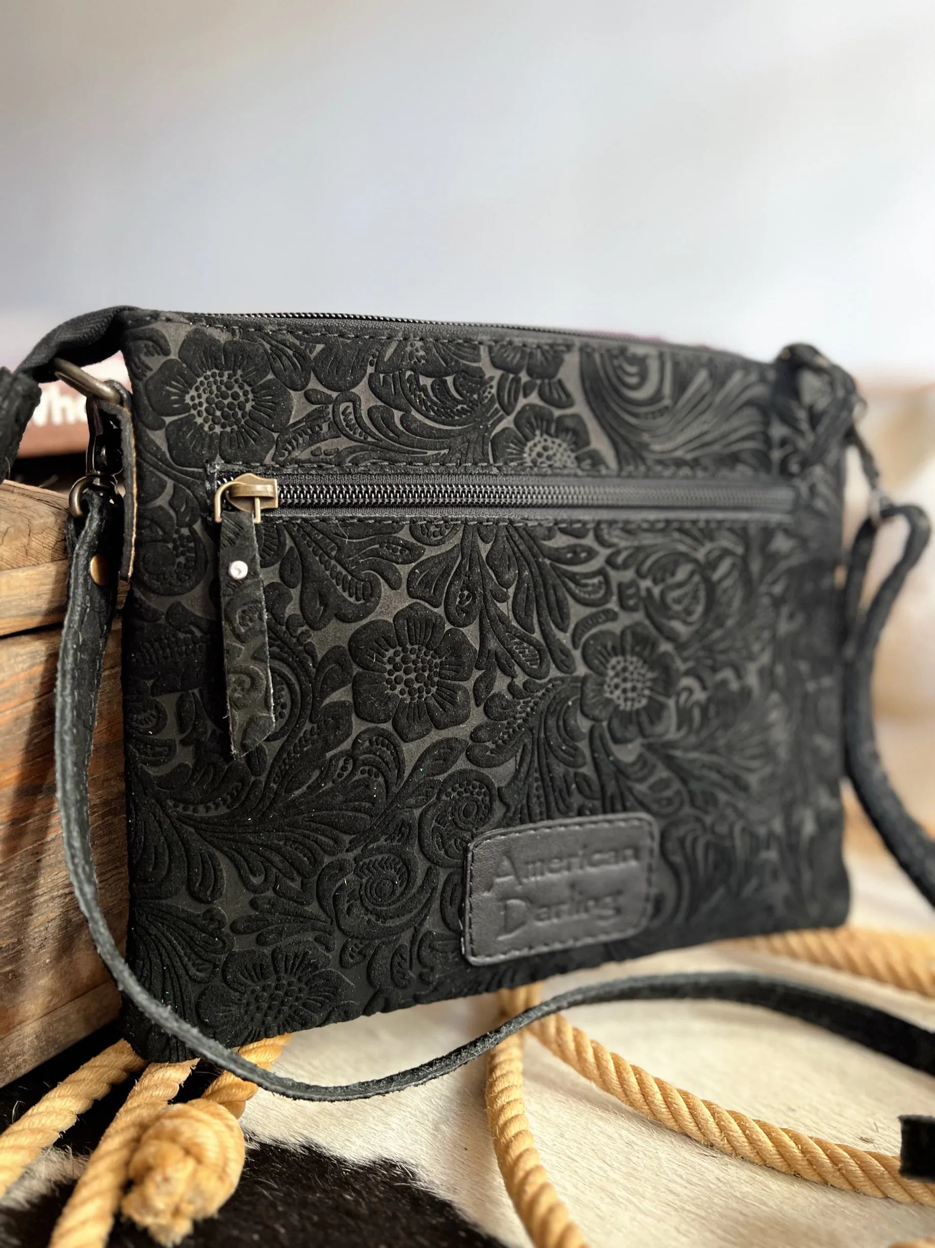 Darling Tooled Embossed Leather Crossbody