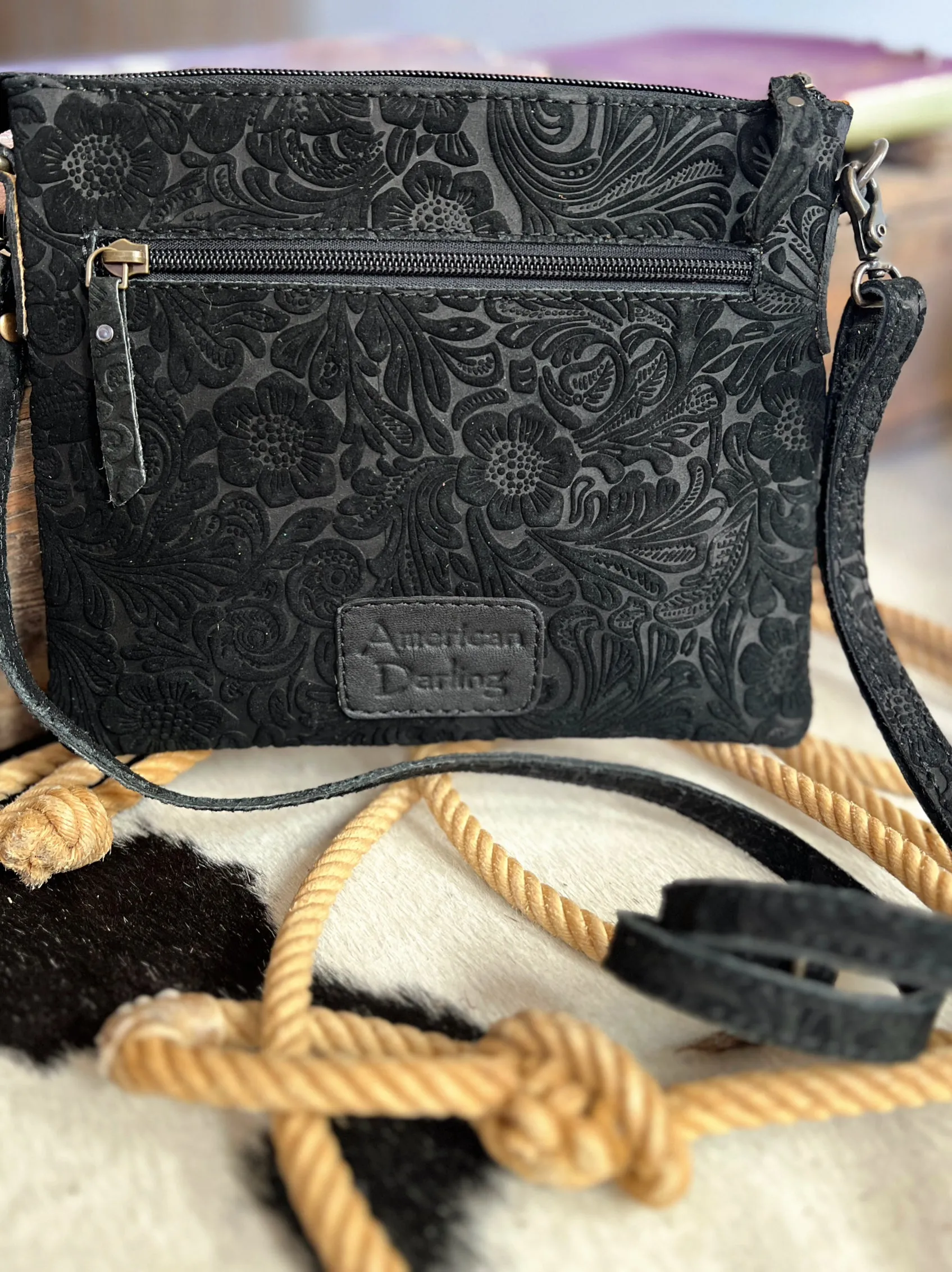 Darling Tooled Embossed Leather Crossbody