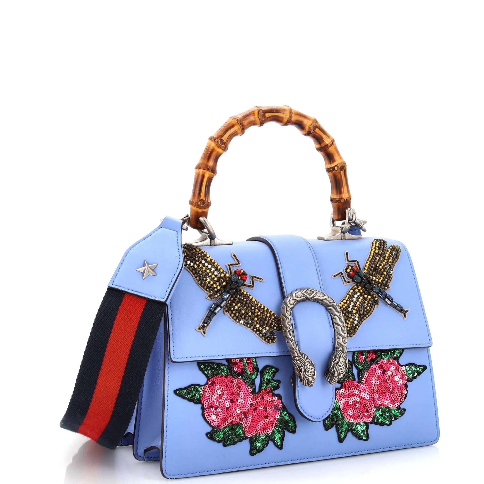 Dionysus Bamboo Top Handle Bag Embellished Leather Medium