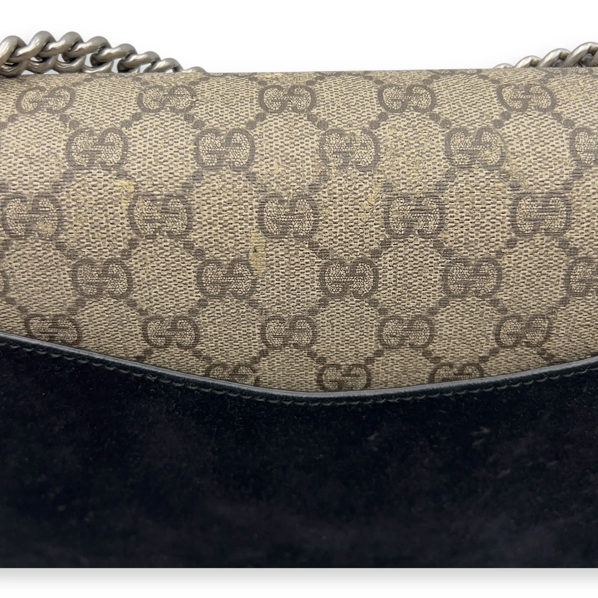 Dionysus Shoulder Bag Beige in Coated Canvas, Silver hardware