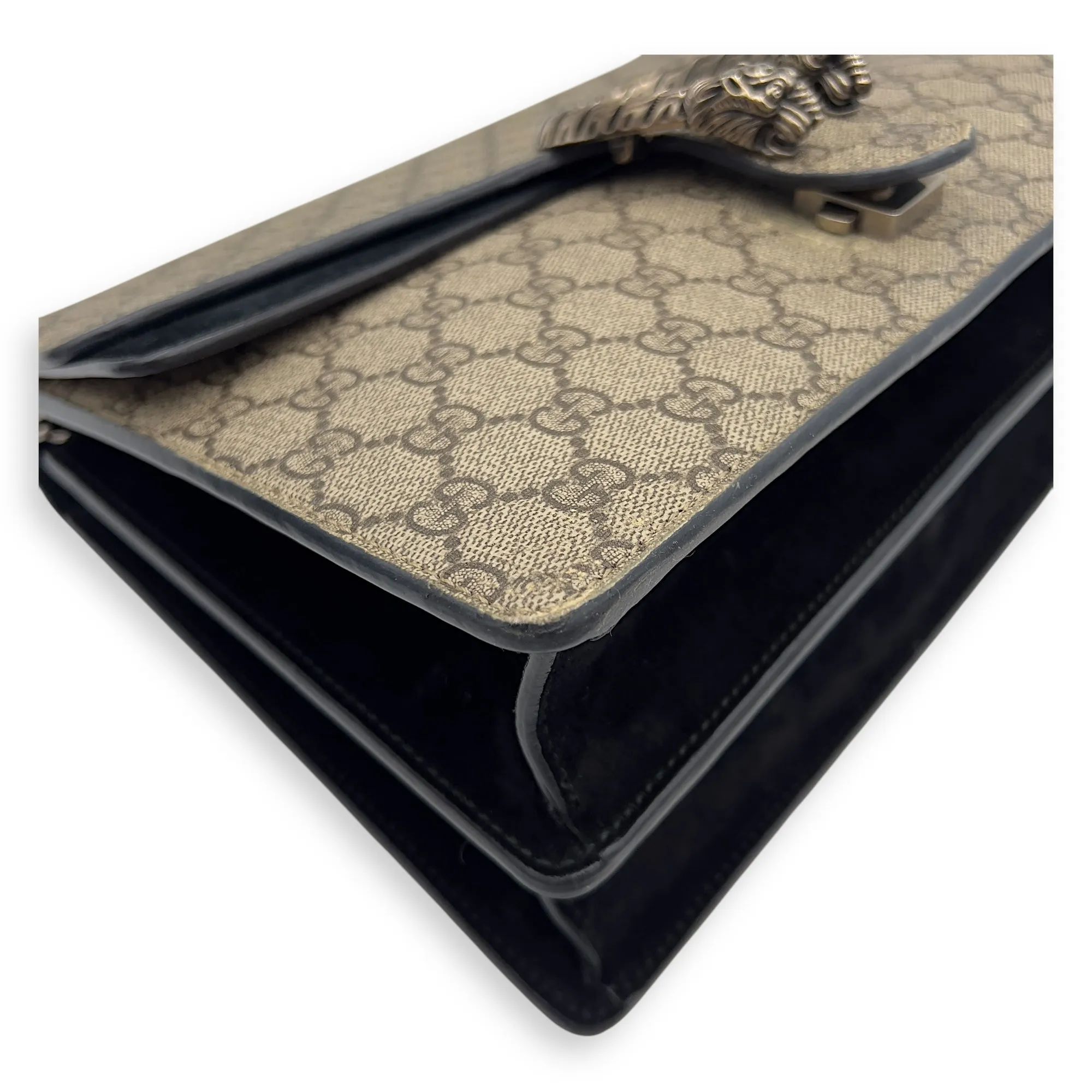 Dionysus Shoulder Bag Beige in Coated Canvas, Silver hardware