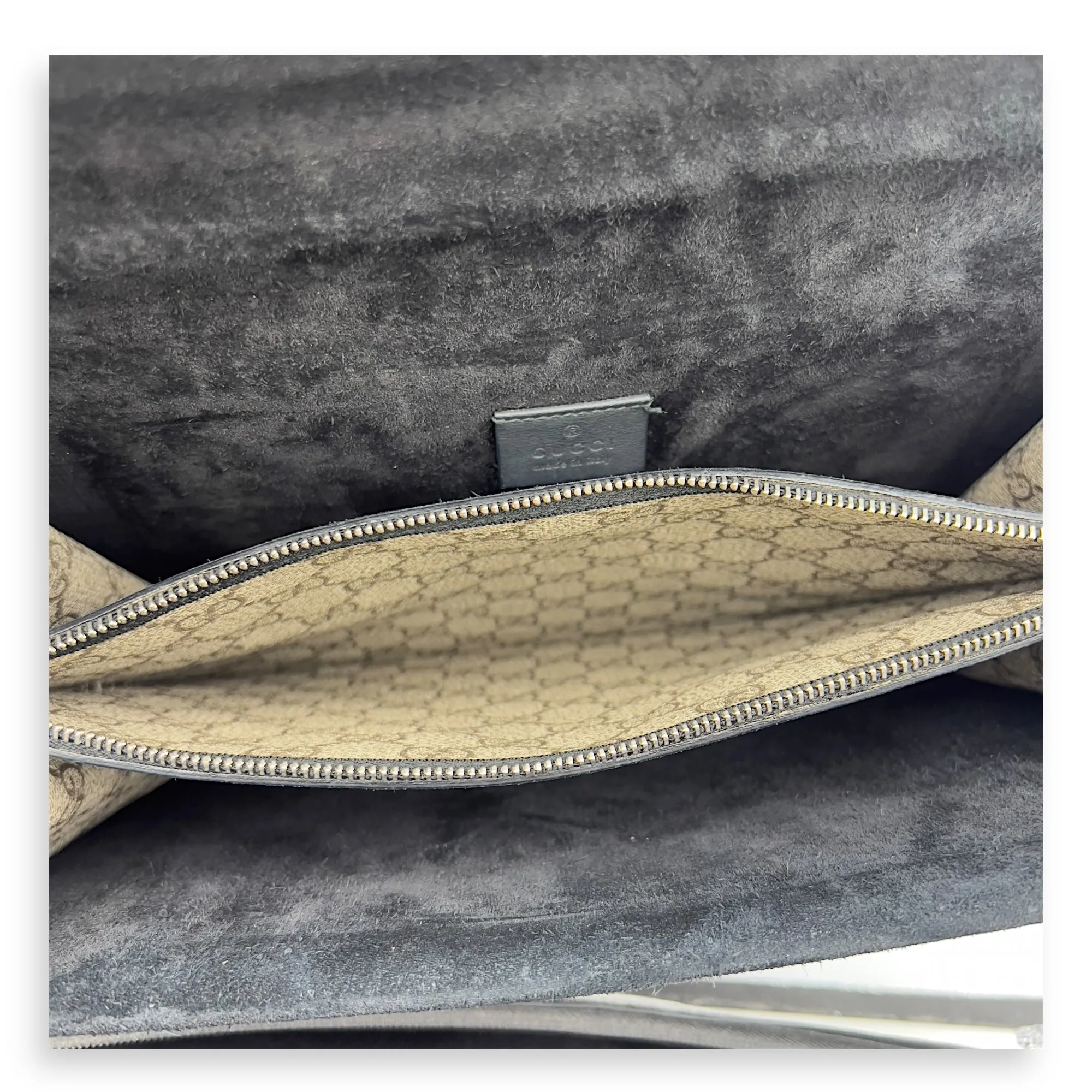 Dionysus Shoulder Bag Beige in Coated Canvas, Silver hardware