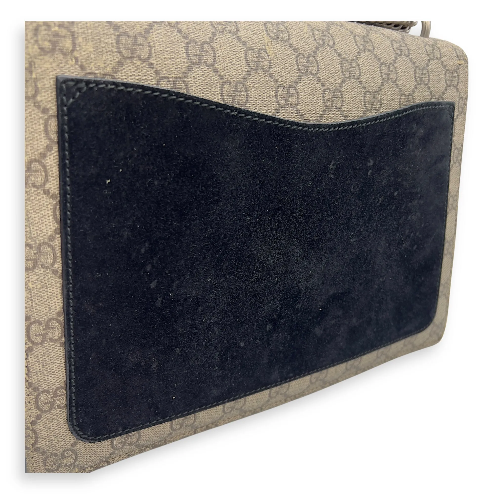 Dionysus Shoulder Bag Beige in Coated Canvas, Silver hardware