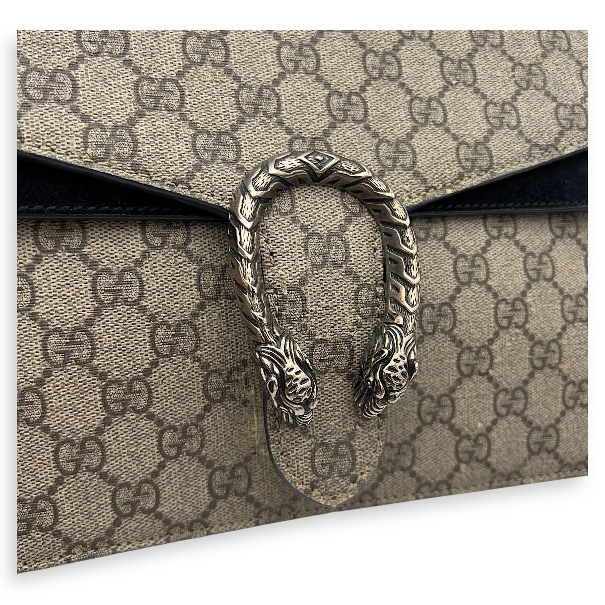 Dionysus Shoulder Bag Beige in Coated Canvas, Silver hardware