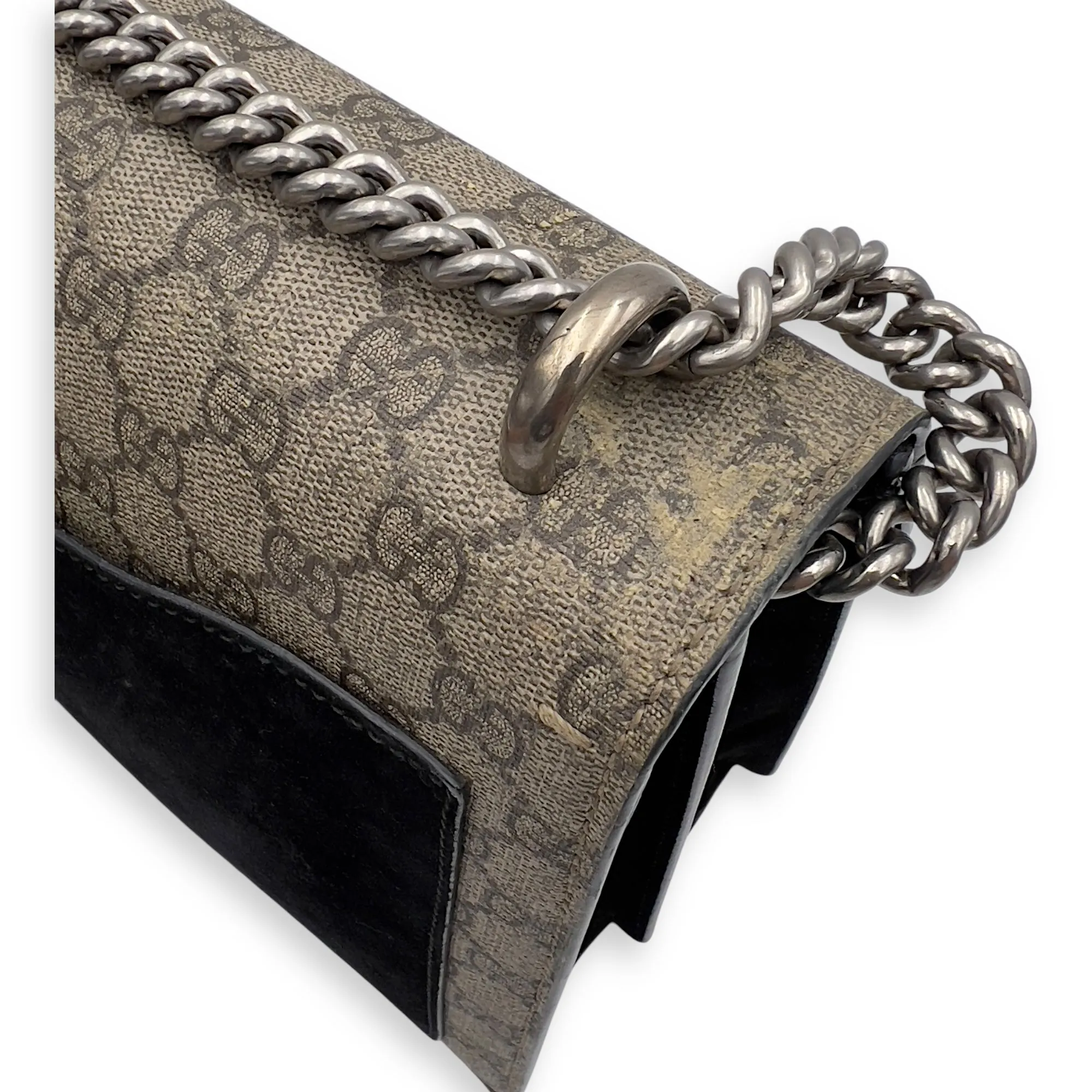 Dionysus Shoulder Bag Beige in Coated Canvas, Silver hardware