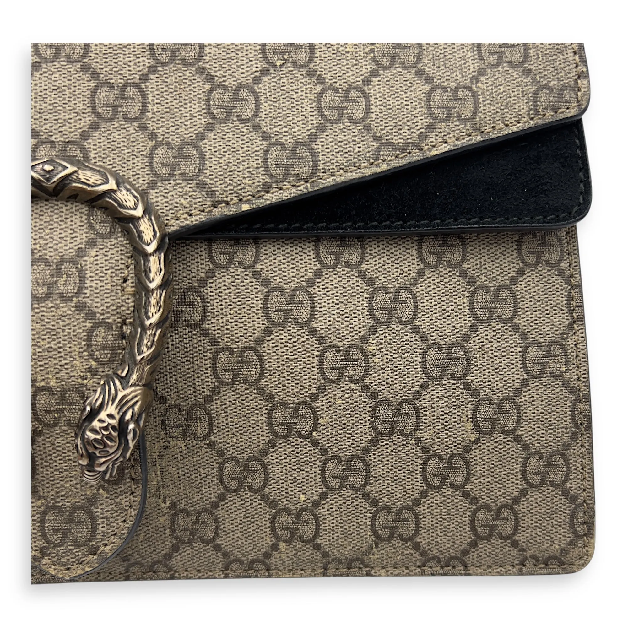 Dionysus Shoulder Bag Beige in Coated Canvas, Silver hardware