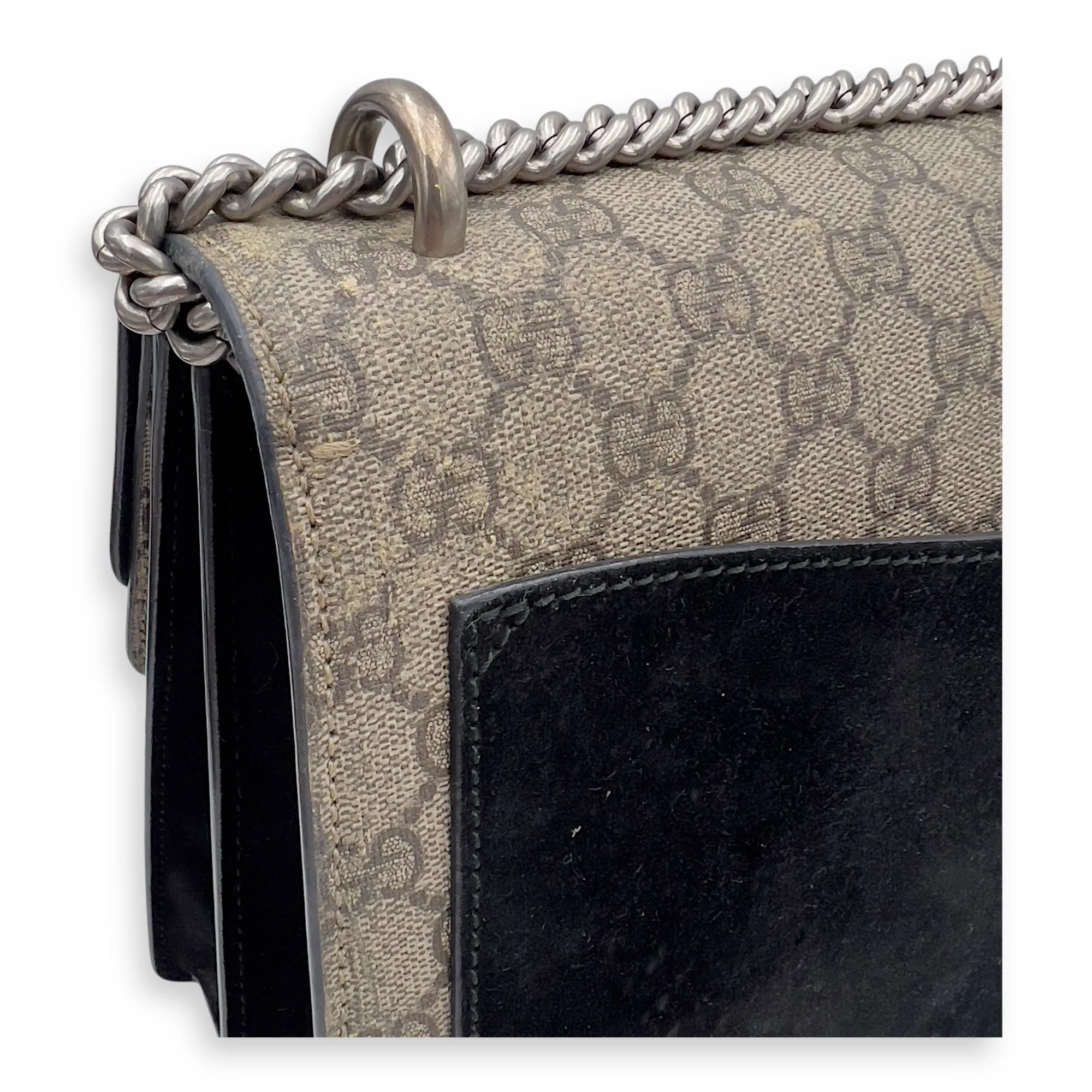 Dionysus Shoulder Bag Beige in Coated Canvas, Silver hardware