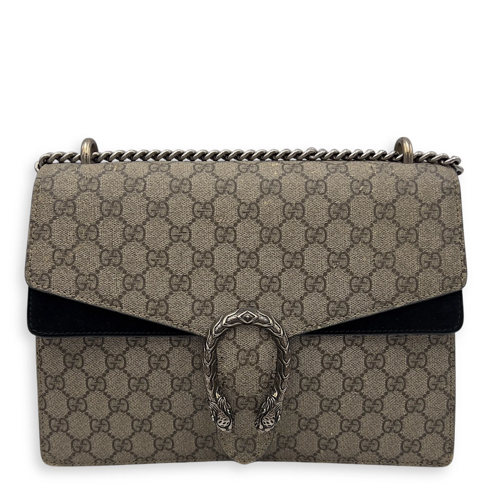 Dionysus Shoulder Bag Beige in Coated Canvas, Silver hardware