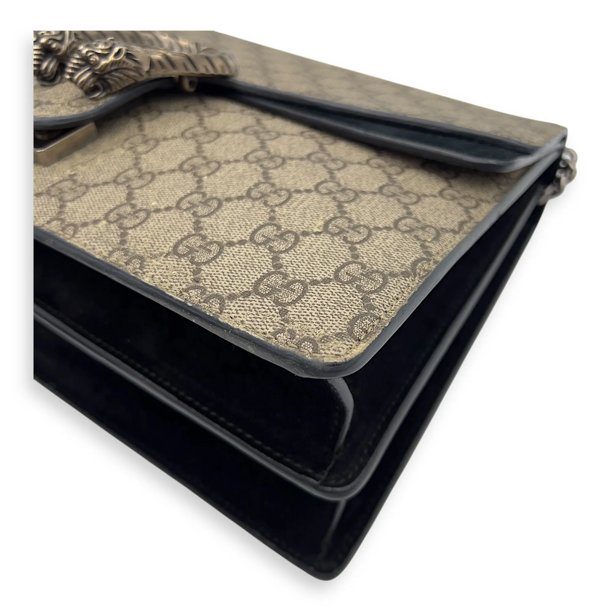 Dionysus Shoulder Bag Beige in Coated Canvas, Silver hardware
