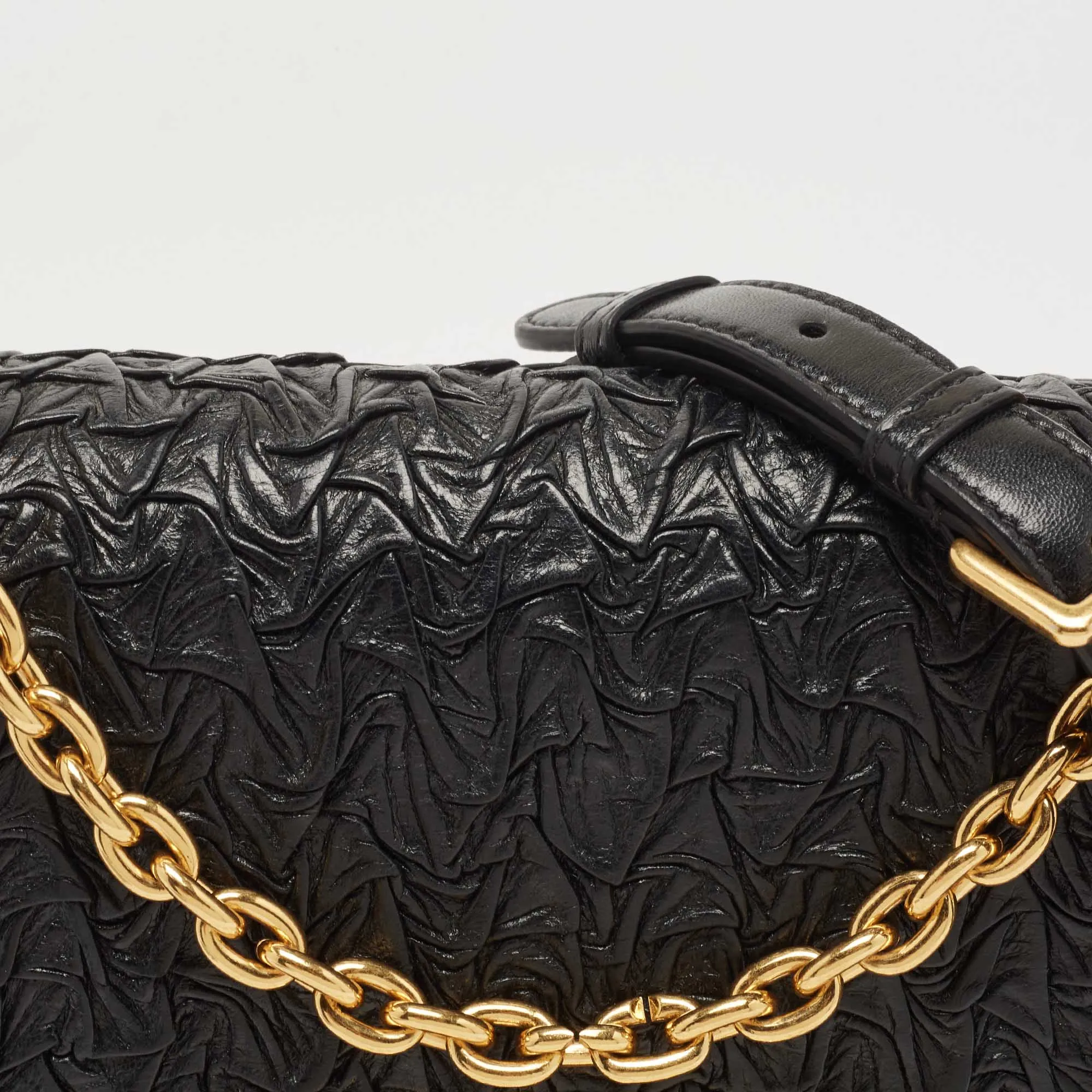 DIOR Black Wavy Effect Leather 30 Montaigne Shoulder Bag