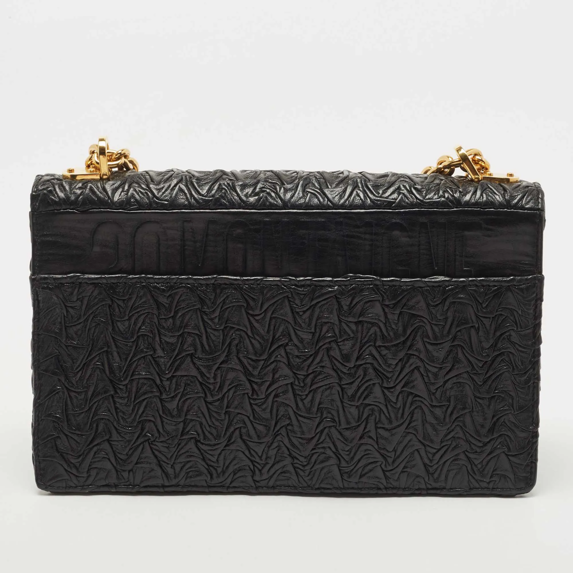 DIOR Black Wavy Effect Leather 30 Montaigne Shoulder Bag