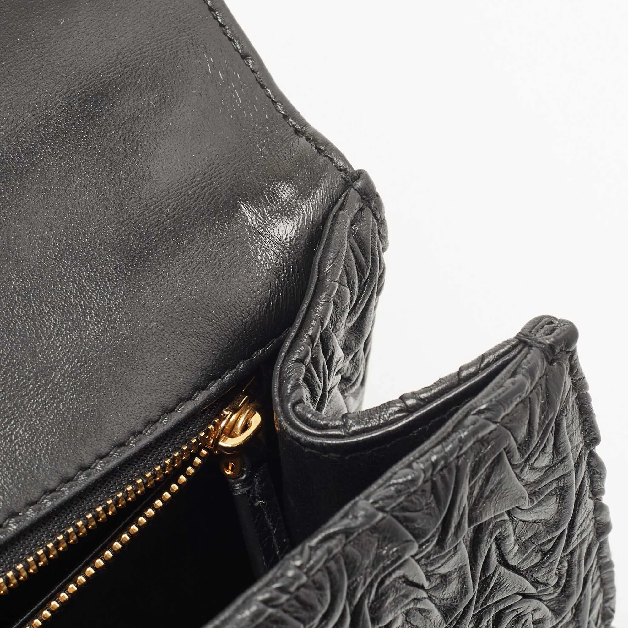 DIOR Black Wavy Effect Leather 30 Montaigne Shoulder Bag