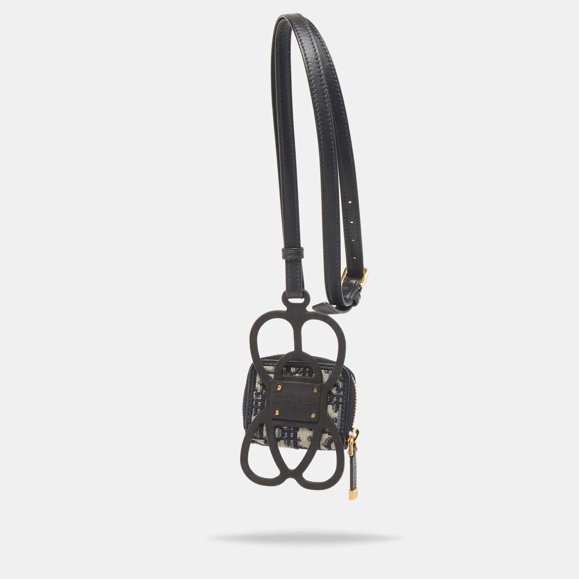 DIOR Black/Navy Blue Oblique Canvas and Rubber 30 Montaigne Phone Cover with Airpods Pro Case
