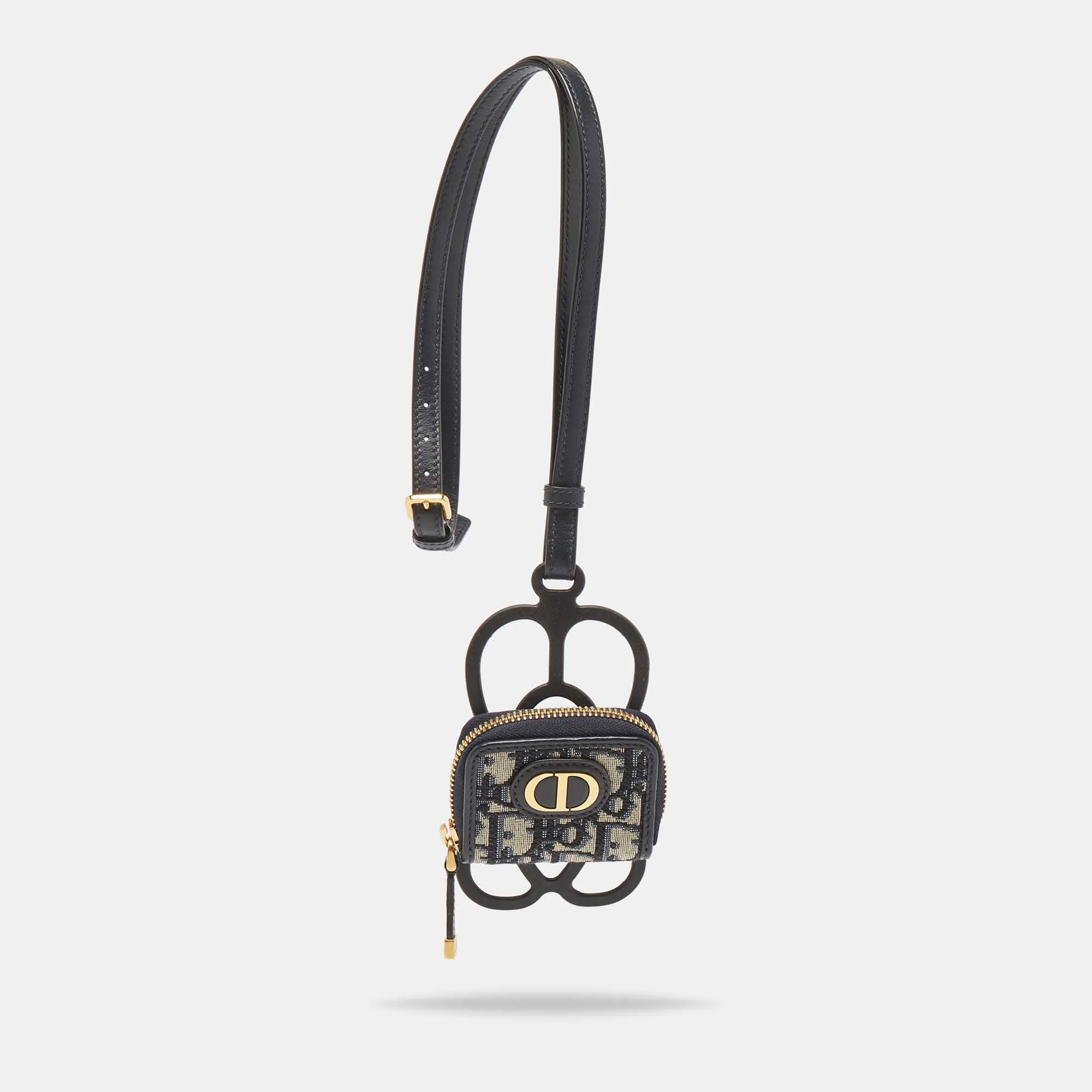 DIOR Black/Navy Blue Oblique Canvas and Rubber 30 Montaigne Phone Cover with Airpods Pro Case