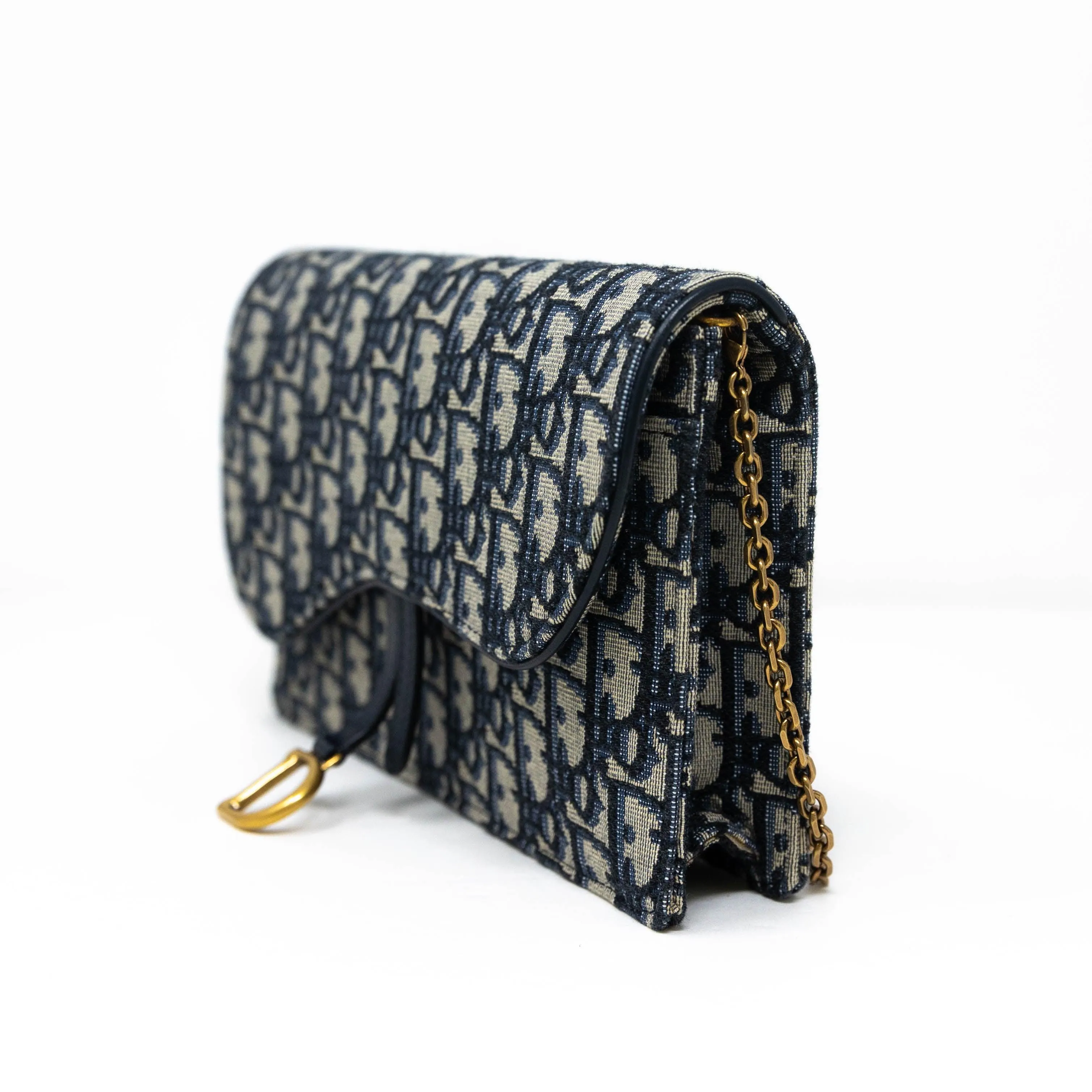 Dior Blue Oblique Saddle Pouch