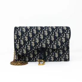 Dior Blue Oblique Saddle Pouch