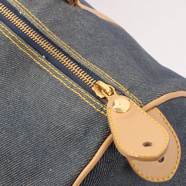 DIOR Denim Logo Plate Boston Bag Indigo/Beige