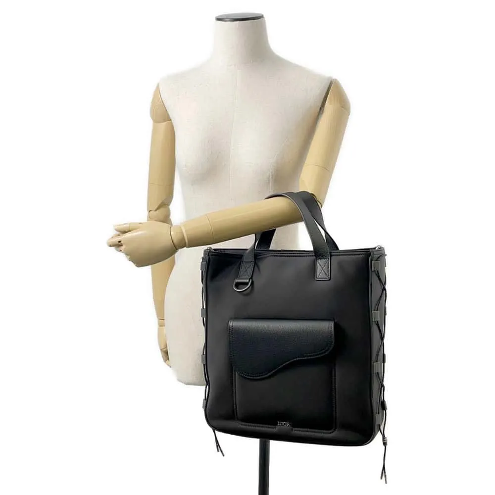 Dior Dior/Sacai Saddle 2WAY Tote Black 1ADSH198USH Nylon Leather