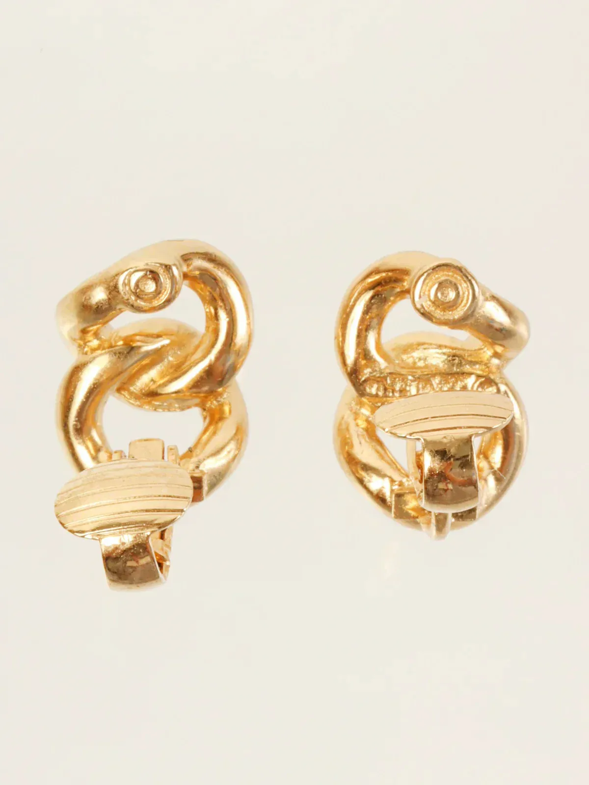 DIOR Rhinestone Chian Motif Earrings Gold/Black