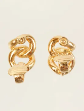 DIOR Rhinestone Chian Motif Earrings Gold/Black