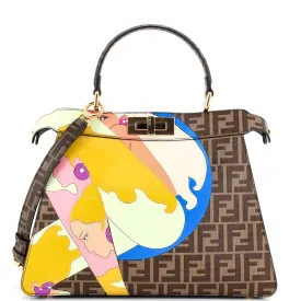 FENDI Antonio Lopez Peekaboo ISeeU Bag Zucca Coated Canvas with Printed Leather Inlay Medium