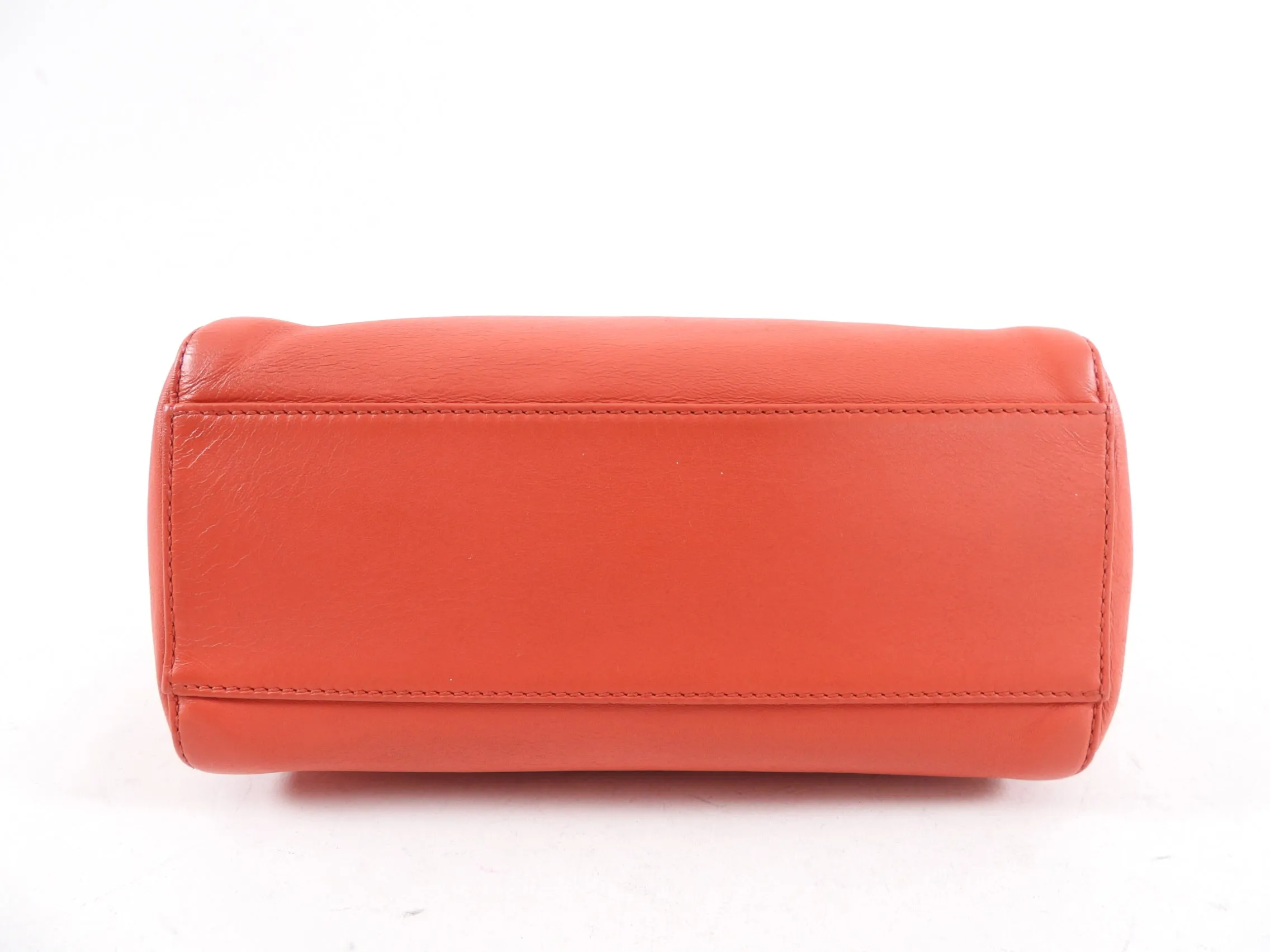 Fendi Red Leather Peekaboo Mini Two-Way Bag