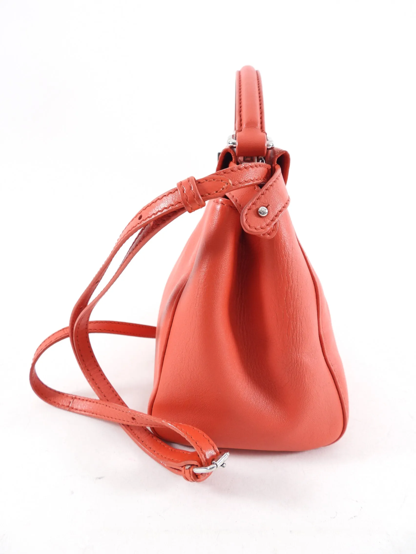 Fendi Red Leather Peekaboo Mini Two-Way Bag