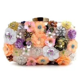 Flower Beading Rhinestone Evening Bag