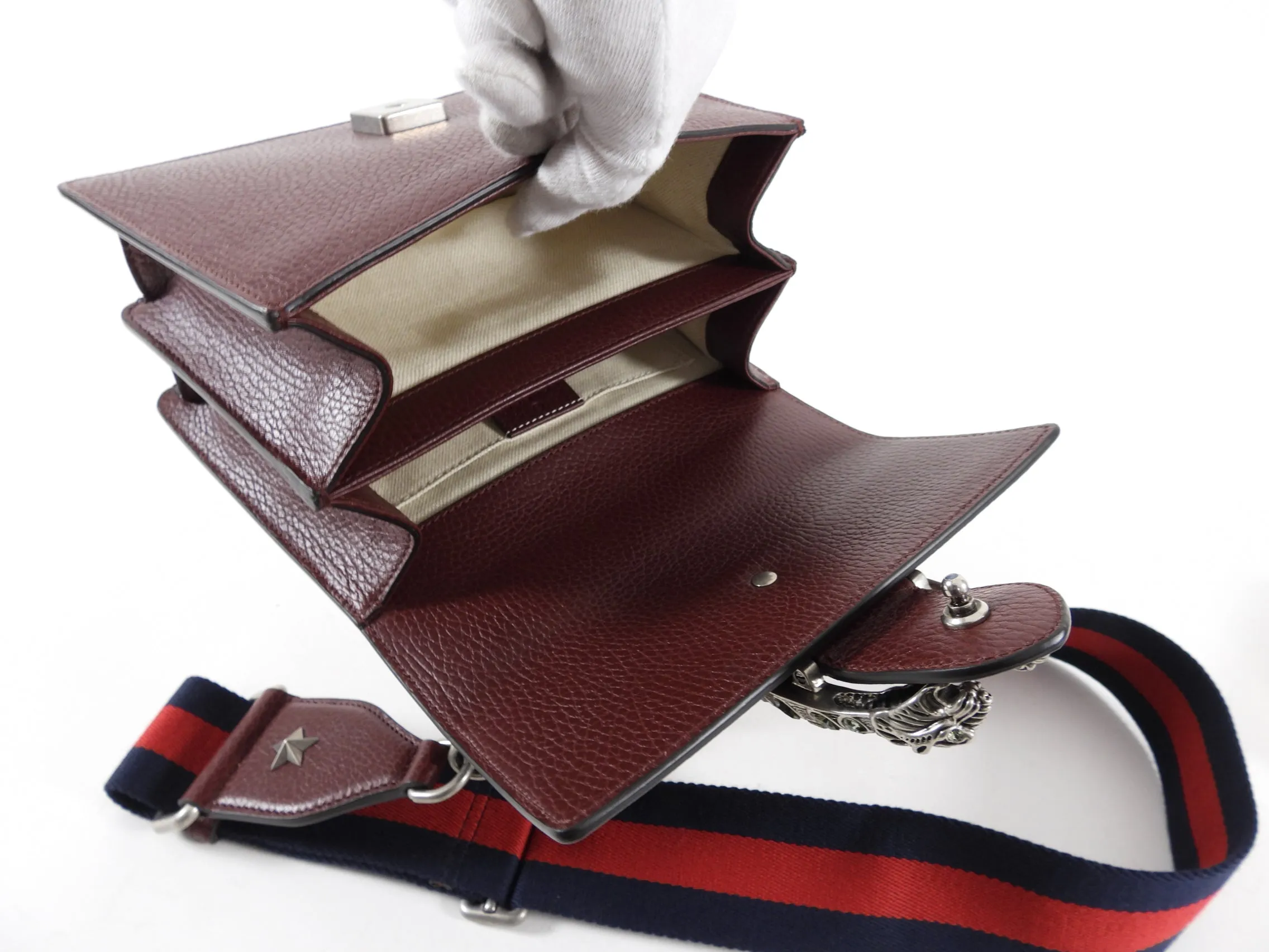 Gucci Burgundy Dionysus Bamboo Mini Web Strap Bag