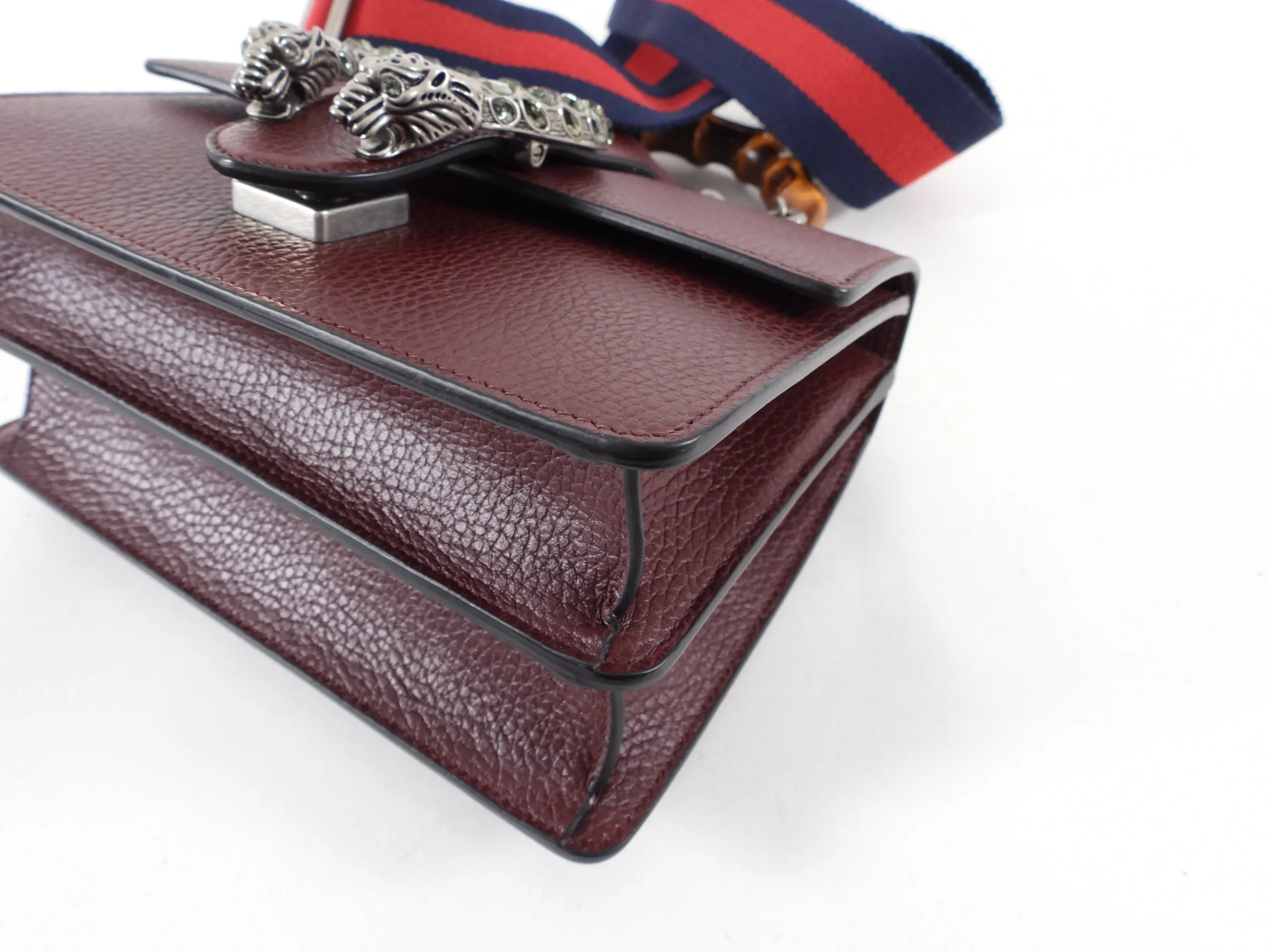 Gucci Burgundy Dionysus Bamboo Mini Web Strap Bag