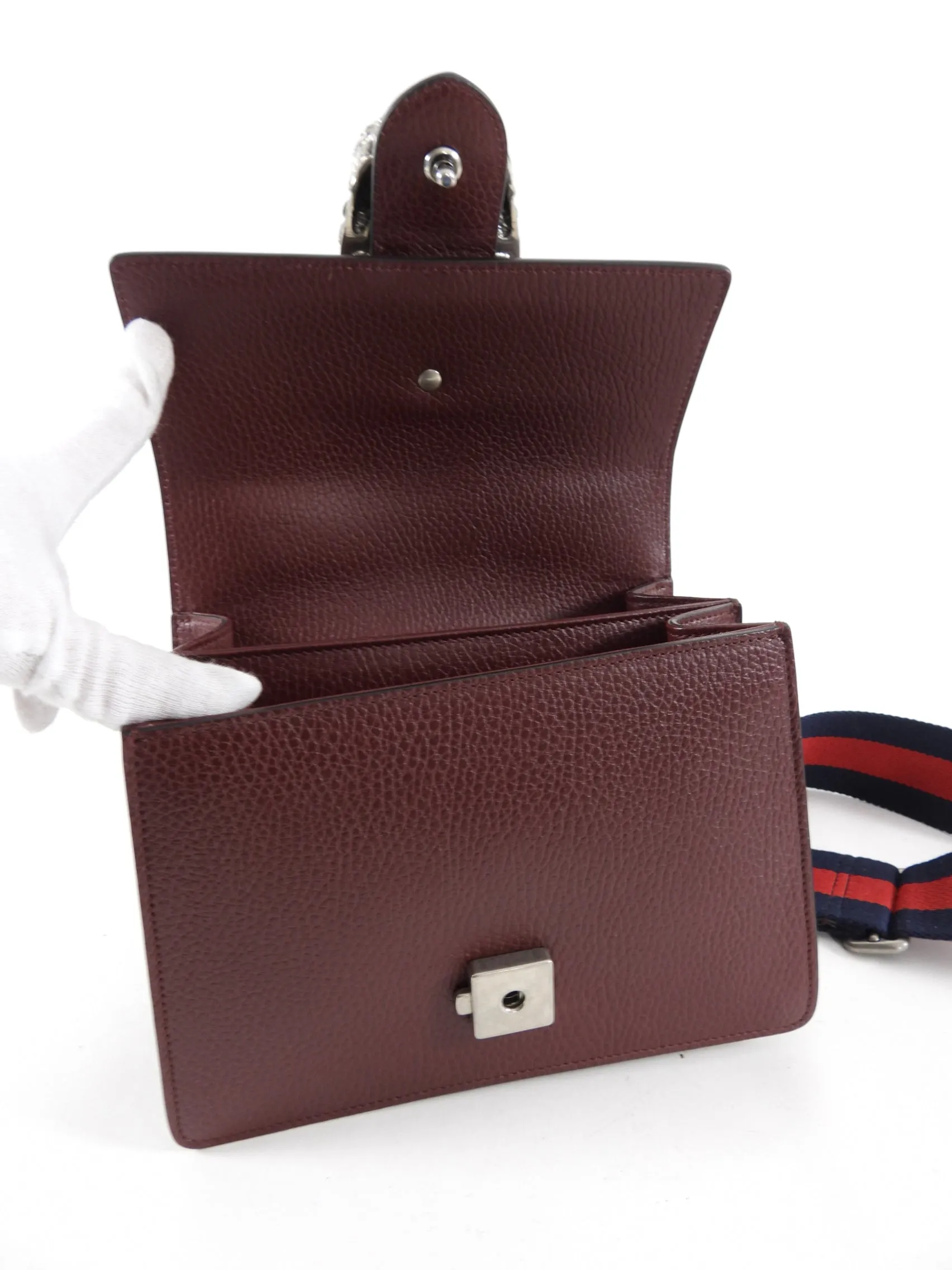 Gucci Burgundy Dionysus Bamboo Mini Web Strap Bag