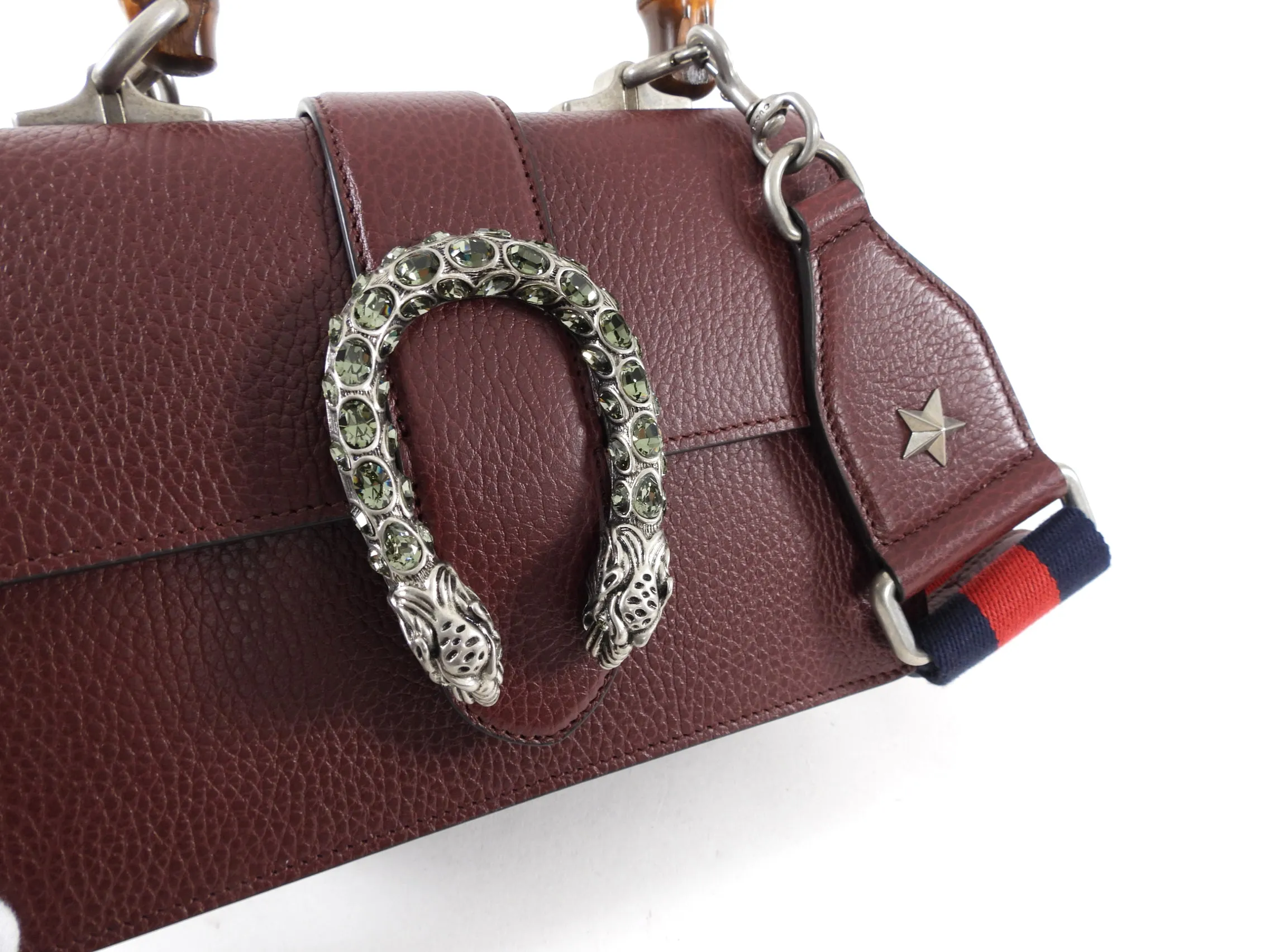 Gucci Burgundy Dionysus Bamboo Mini Web Strap Bag