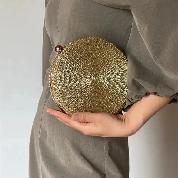 Hena Hand-Woven Round Rattan Bag