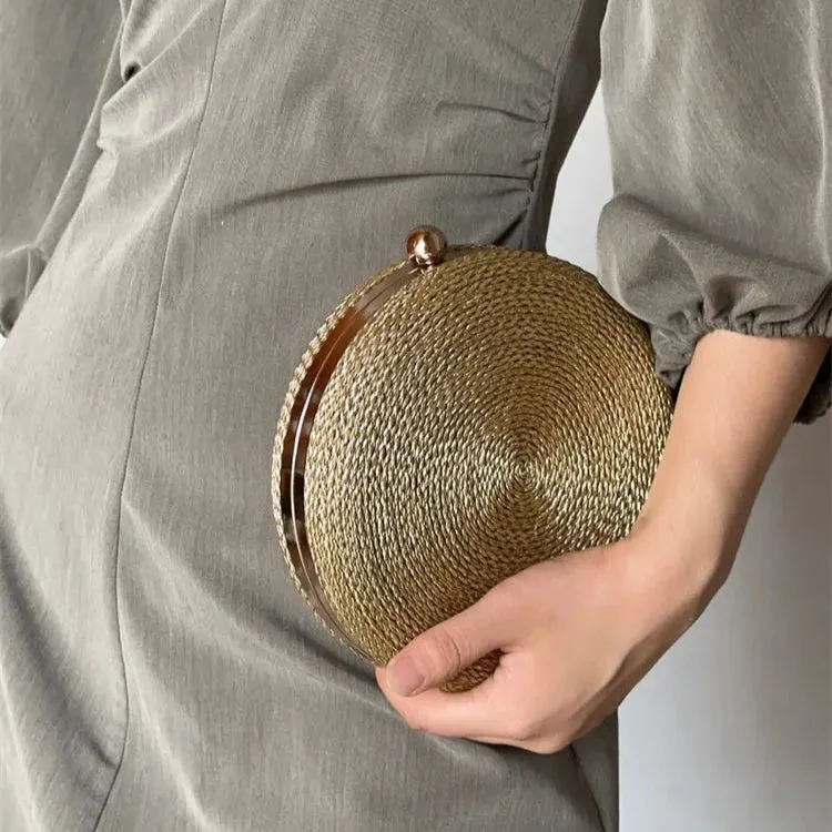 Hena Hand-Woven Round Rattan Bag