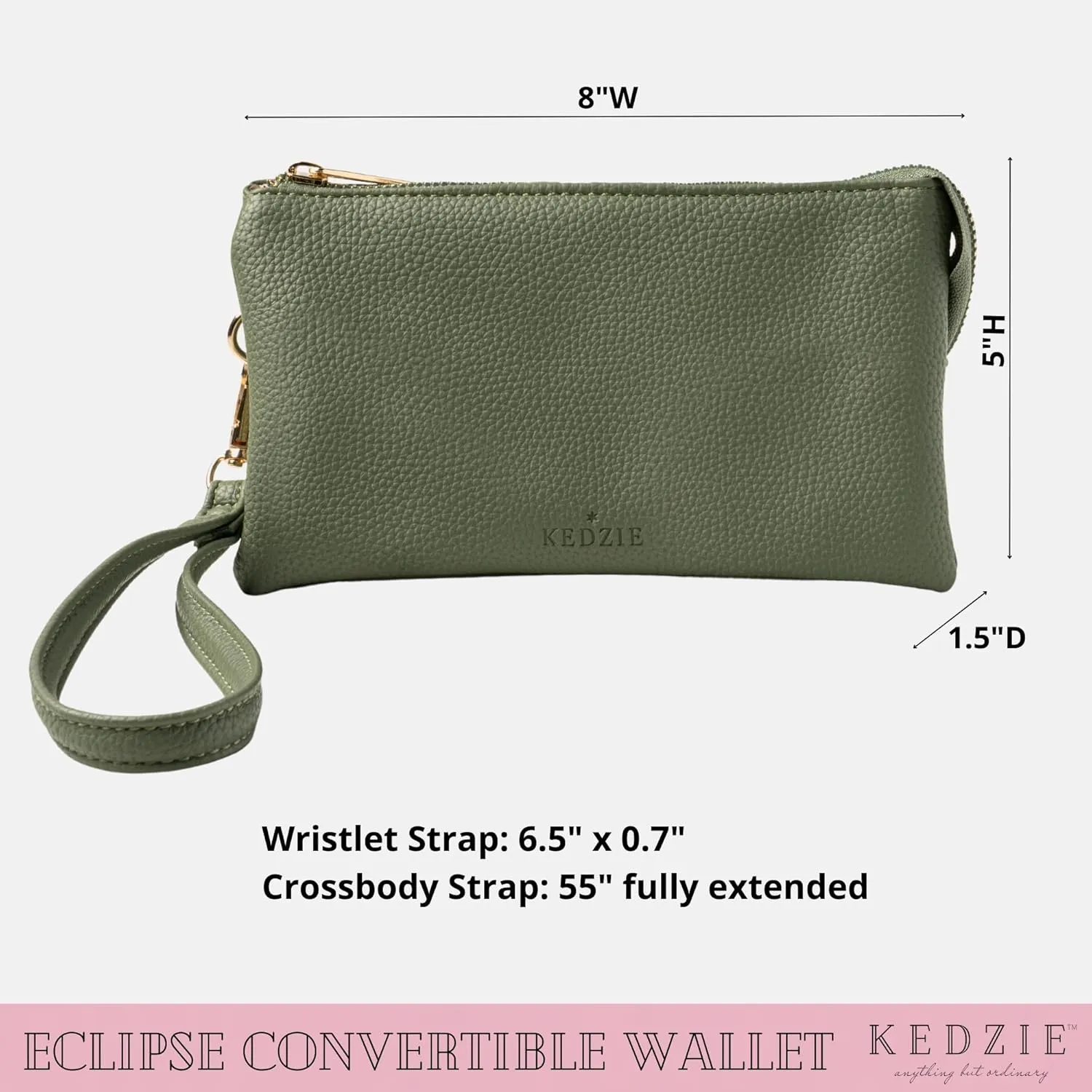 KEDZIE Eclipse Vegan Leather Convertible Purse Wallet Crossbody Bag for Women
