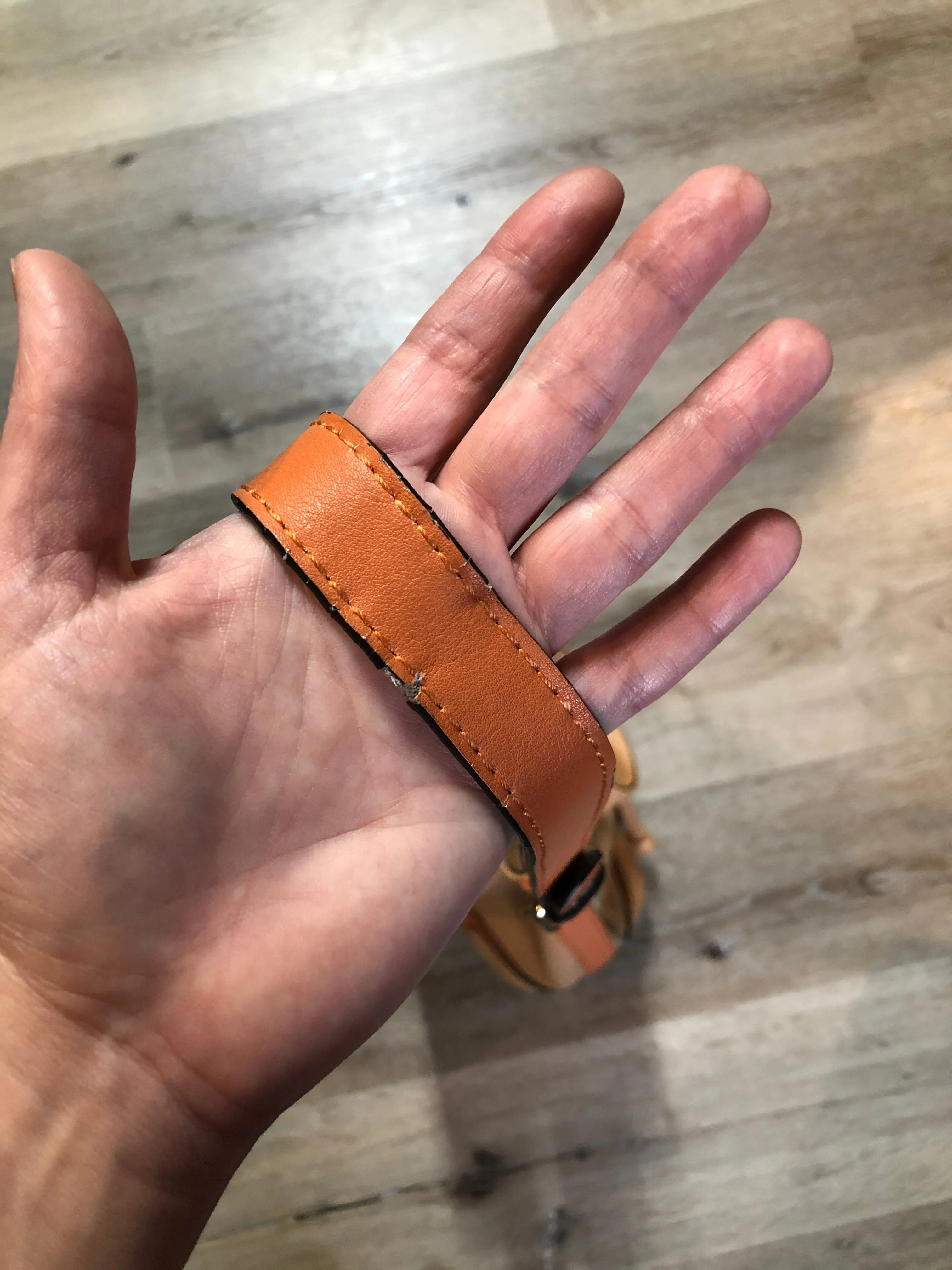 KGB Orange and Peach Leather Bucket Bag