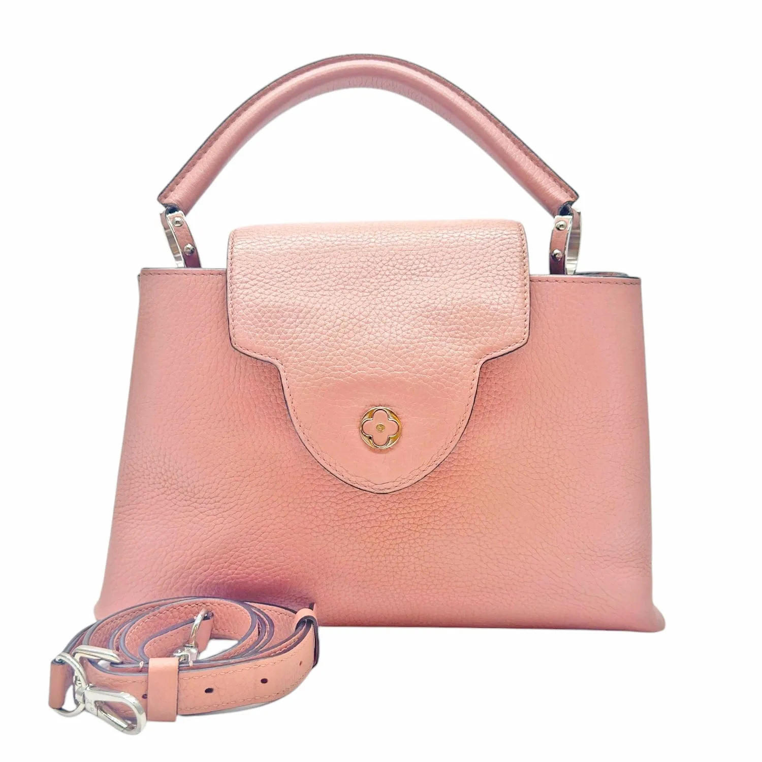 LOUIS VUITTON Magnolia Taurillon Capucines PM 2-Way Handle Bag - Pink