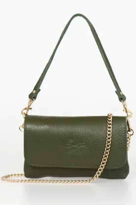 Olga Mini Crossbody Bag - Khaki, Pebbled