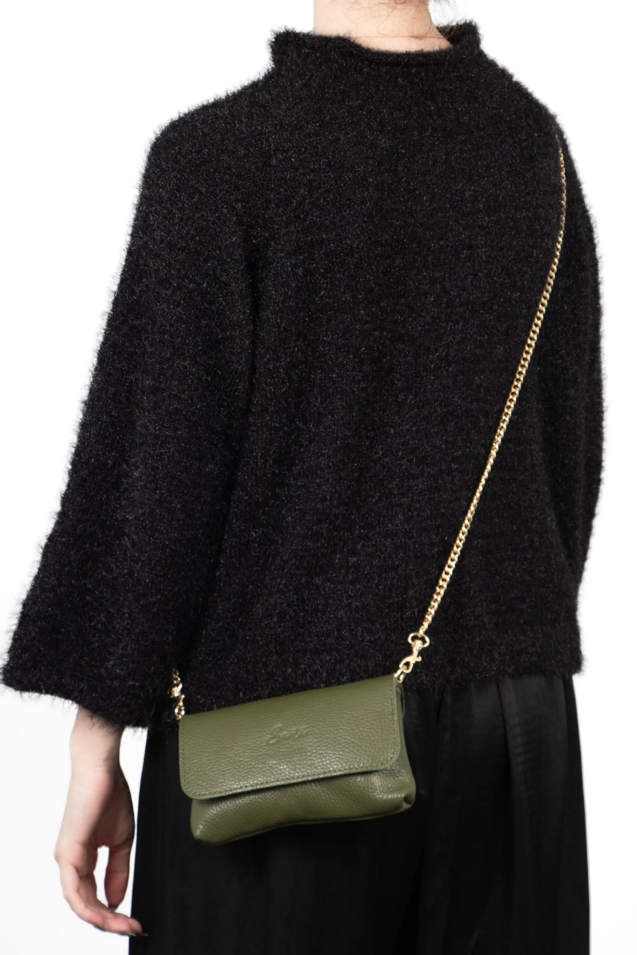 Olga Mini Crossbody Bag - Khaki, Pebbled