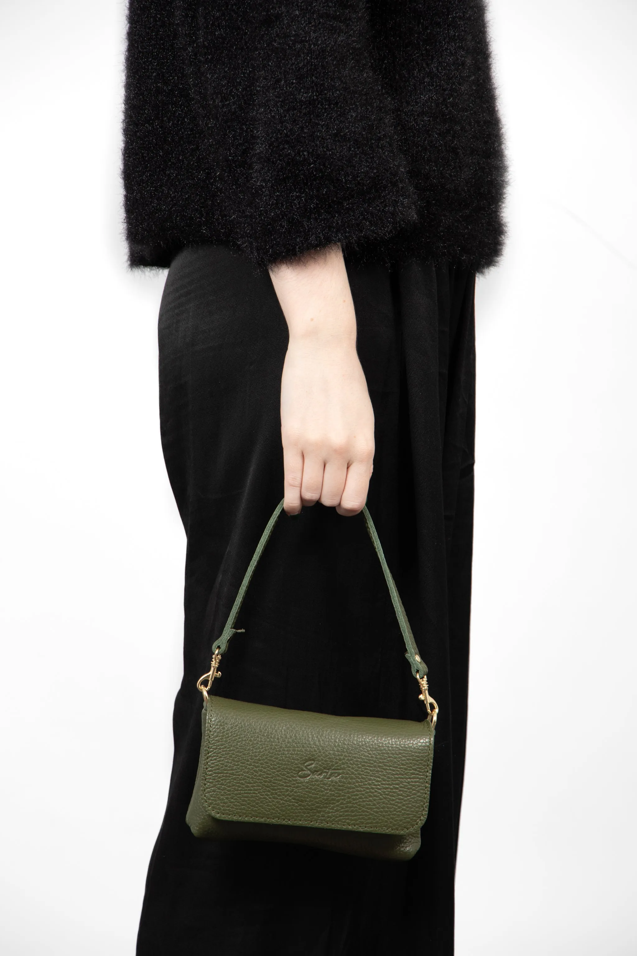 Olga Mini Crossbody Bag - Khaki, Pebbled