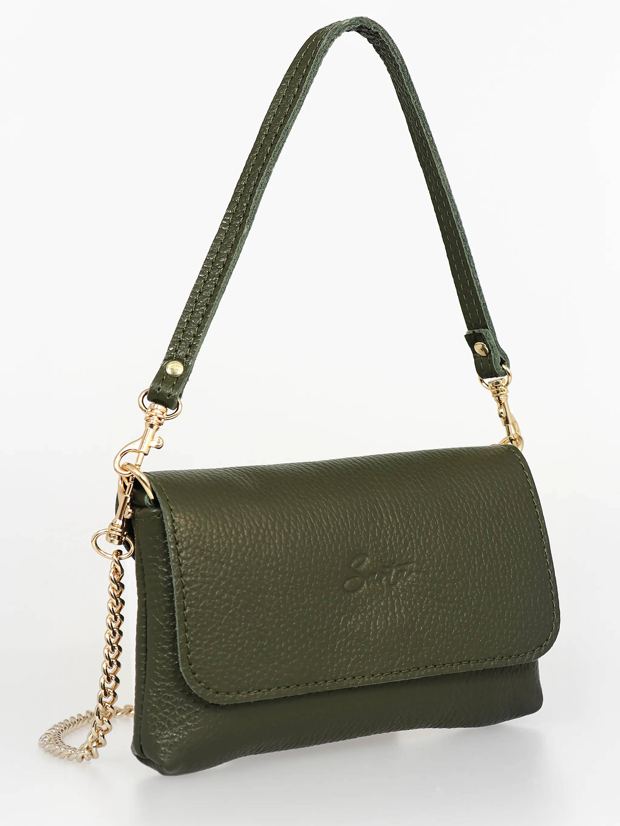 Olga Mini Crossbody Bag - Khaki, Pebbled