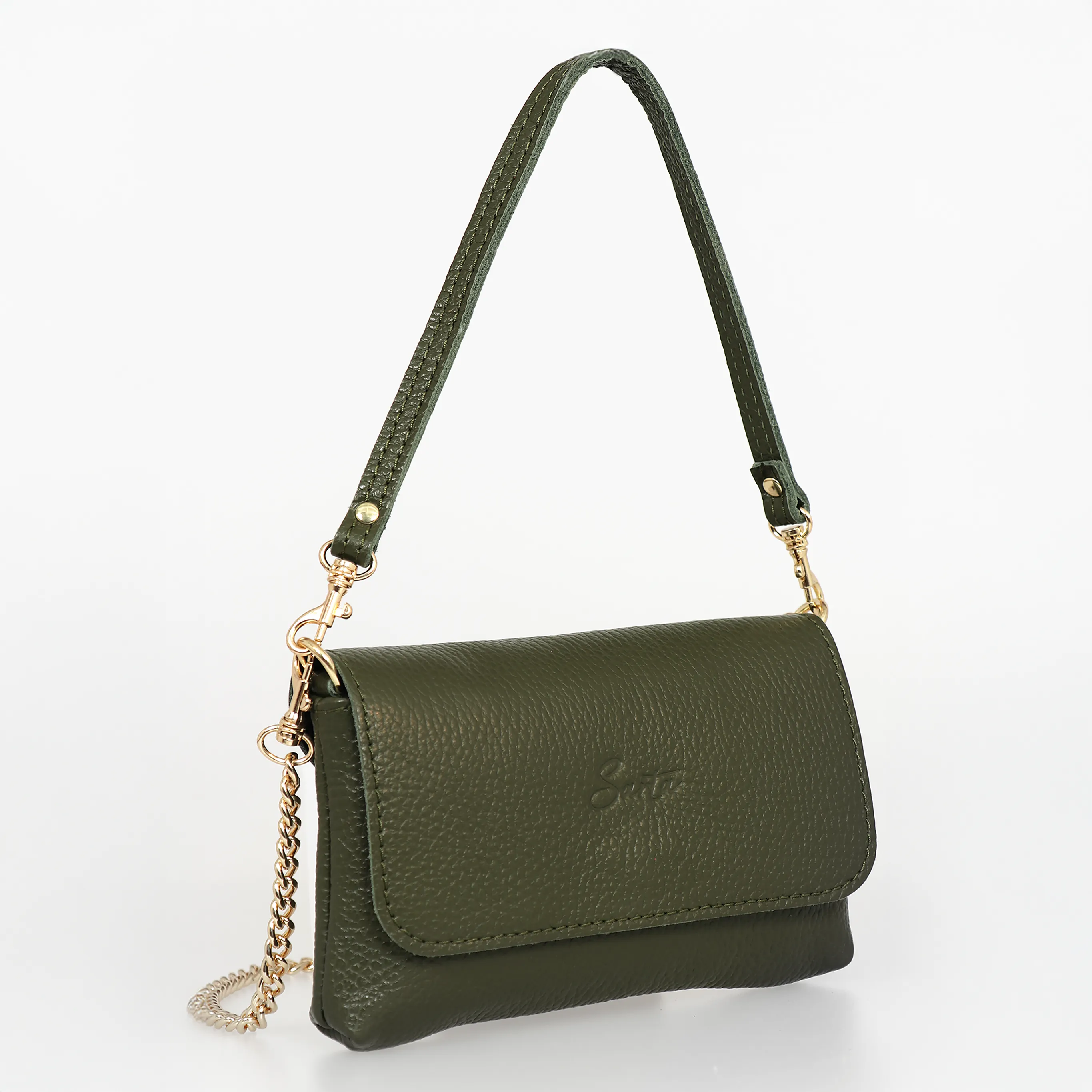 Olga Mini Crossbody Bag - Khaki, Pebbled