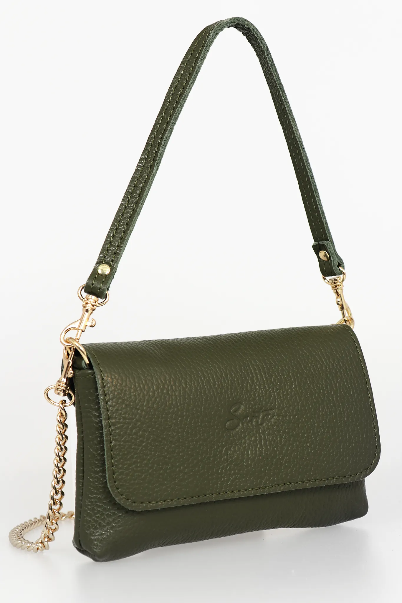 Olga Mini Crossbody Bag - Khaki, Pebbled