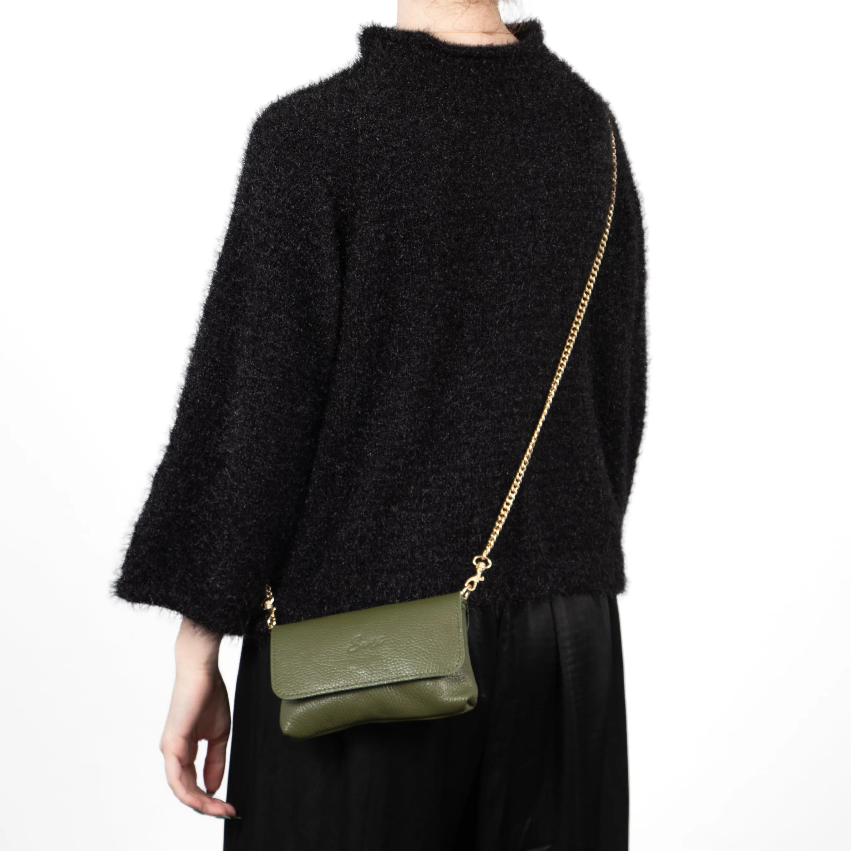 Olga Mini Crossbody Bag - Khaki, Pebbled